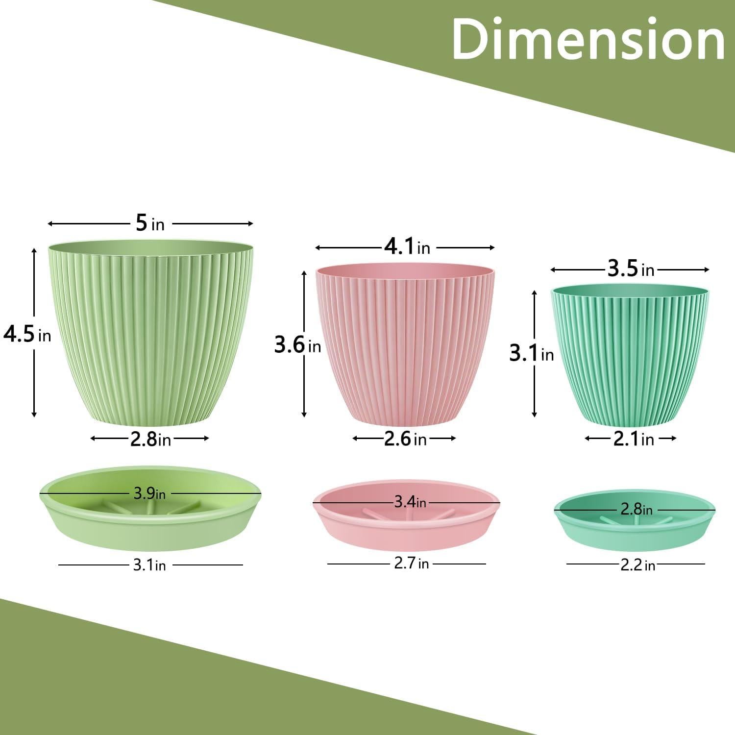Juego de 3 Macetas Pequeñas SupKing con Drenaje 12.7-10.2-8.9 cm