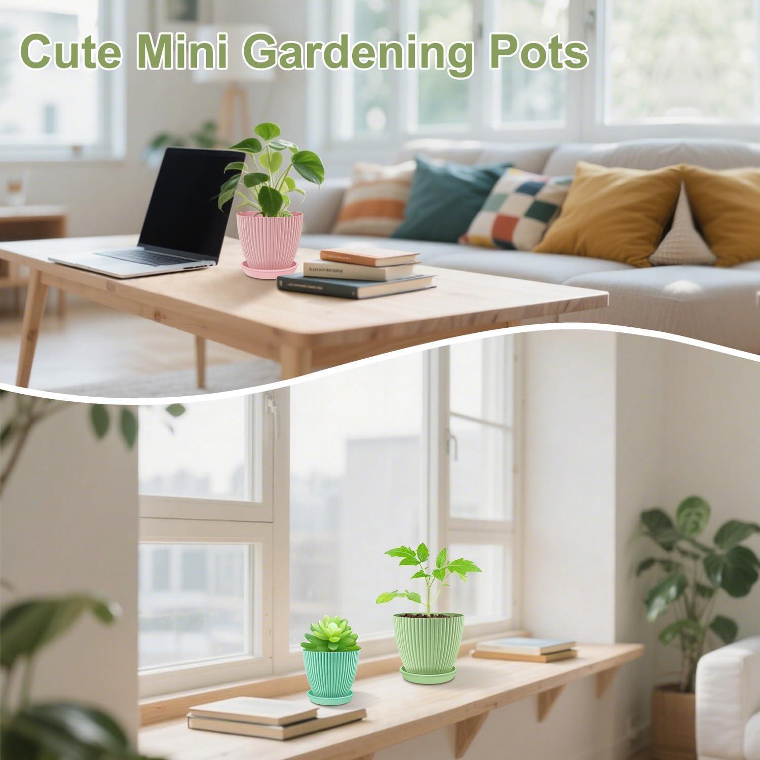 Juego de 3 Macetas Pequeñas SupKing con Drenaje 12.7-10.2-8.9 cm