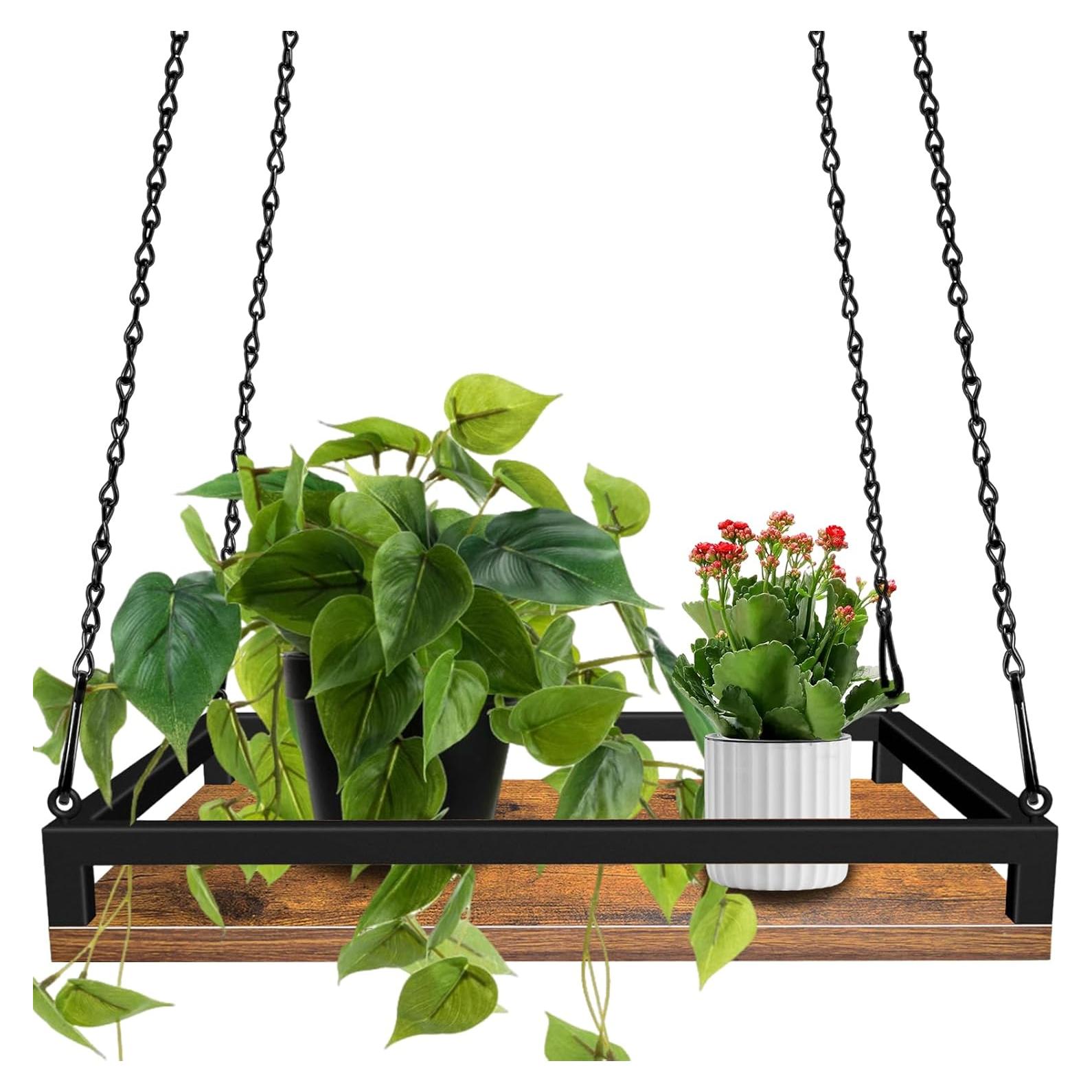 Soporte de Plantas Colgante Lilybud 40.6 cm MDF Metal Amarillo