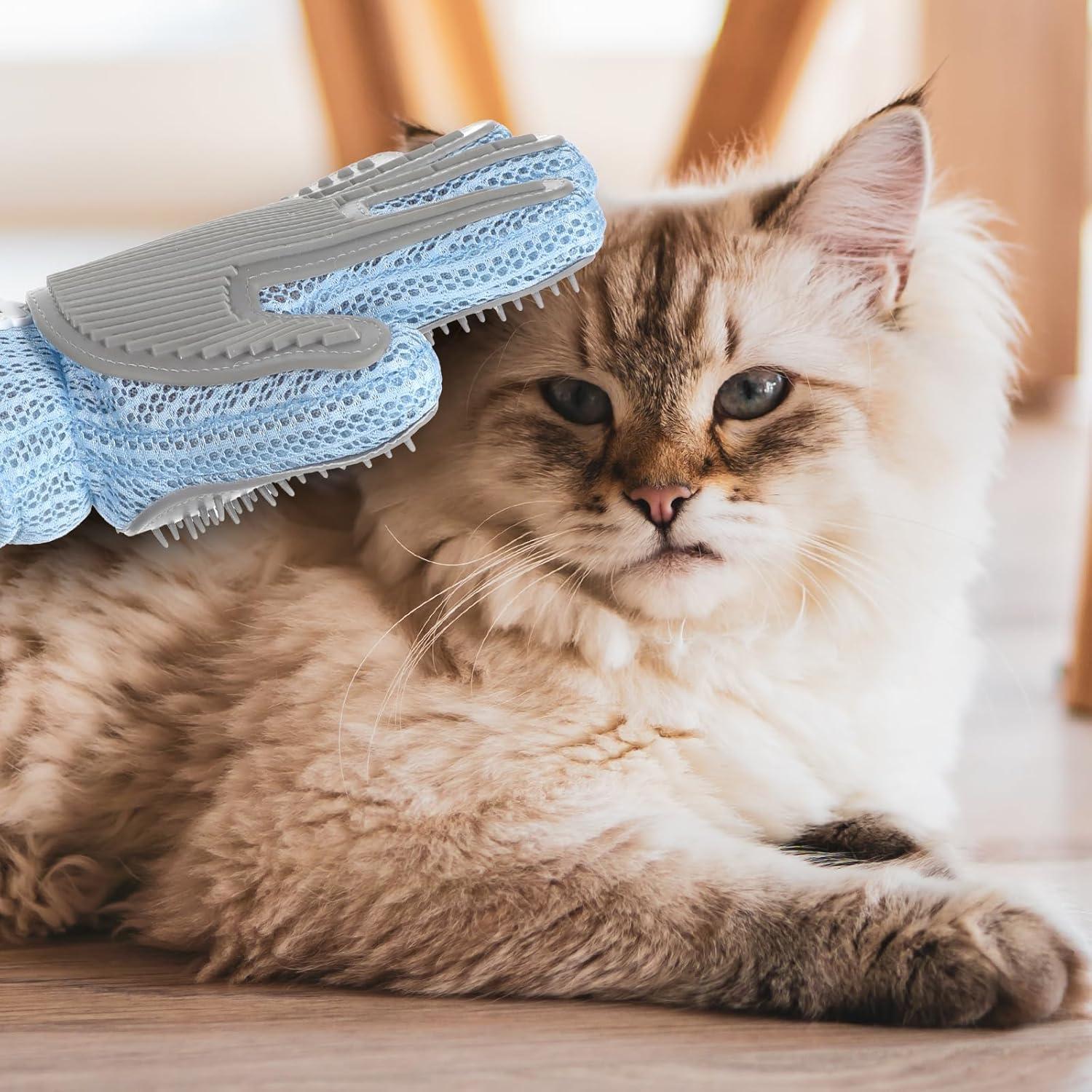 Guante de Aseo 2 en 1 Gjinxi para Gatos y Perros Azul