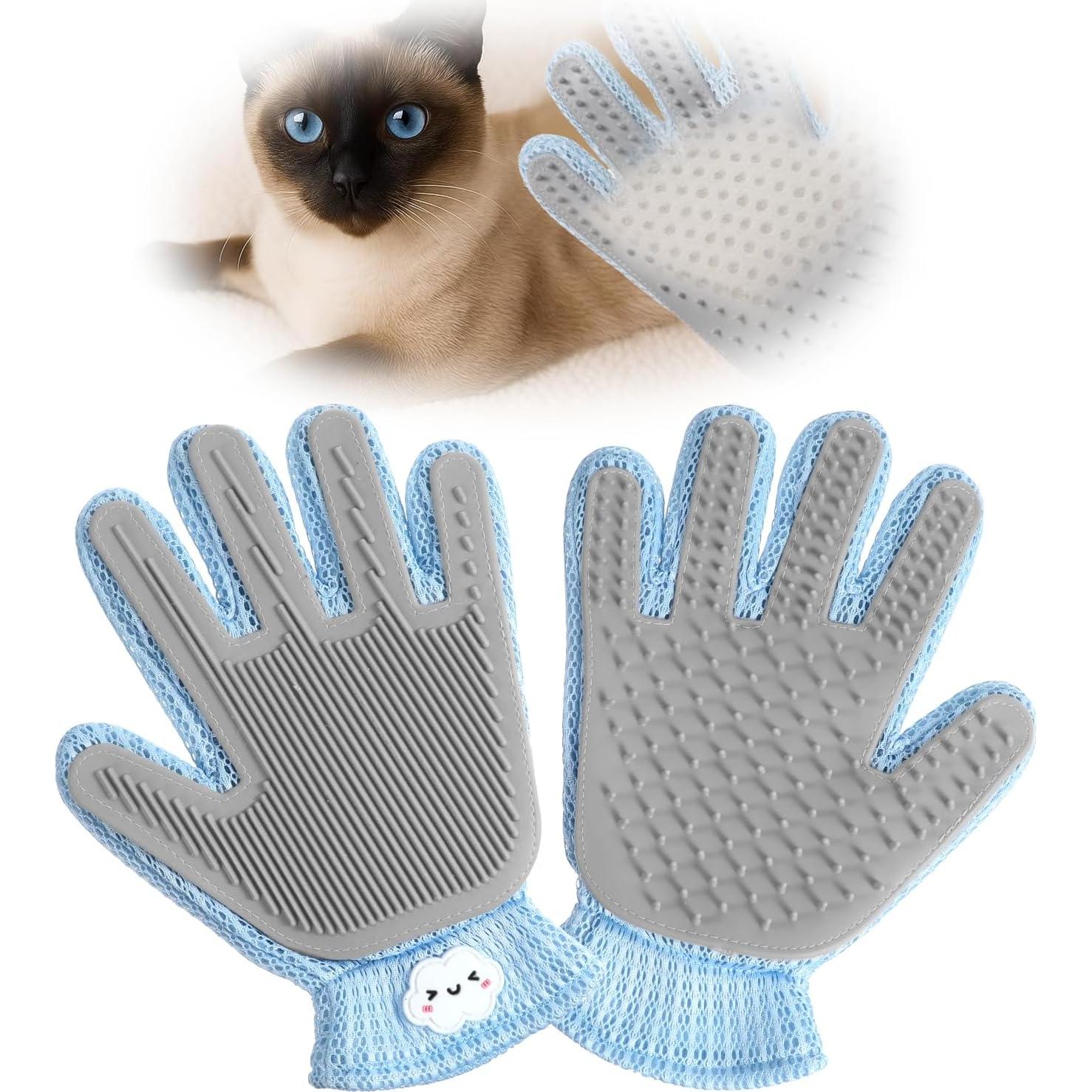 Guante de Aseo 2 en 1 Gjinxi para Gatos y Perros Azul