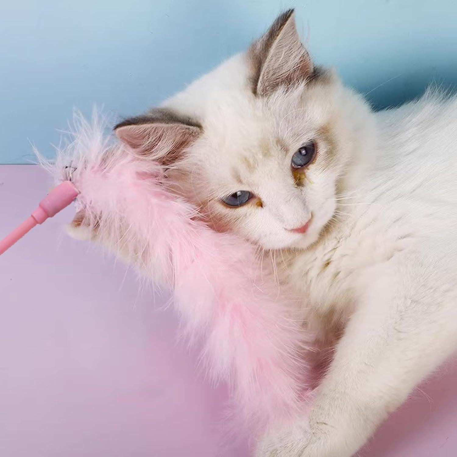 Juguetes de Varita para Gatos IUHKBH - 3 PCS con Plumas y Campana