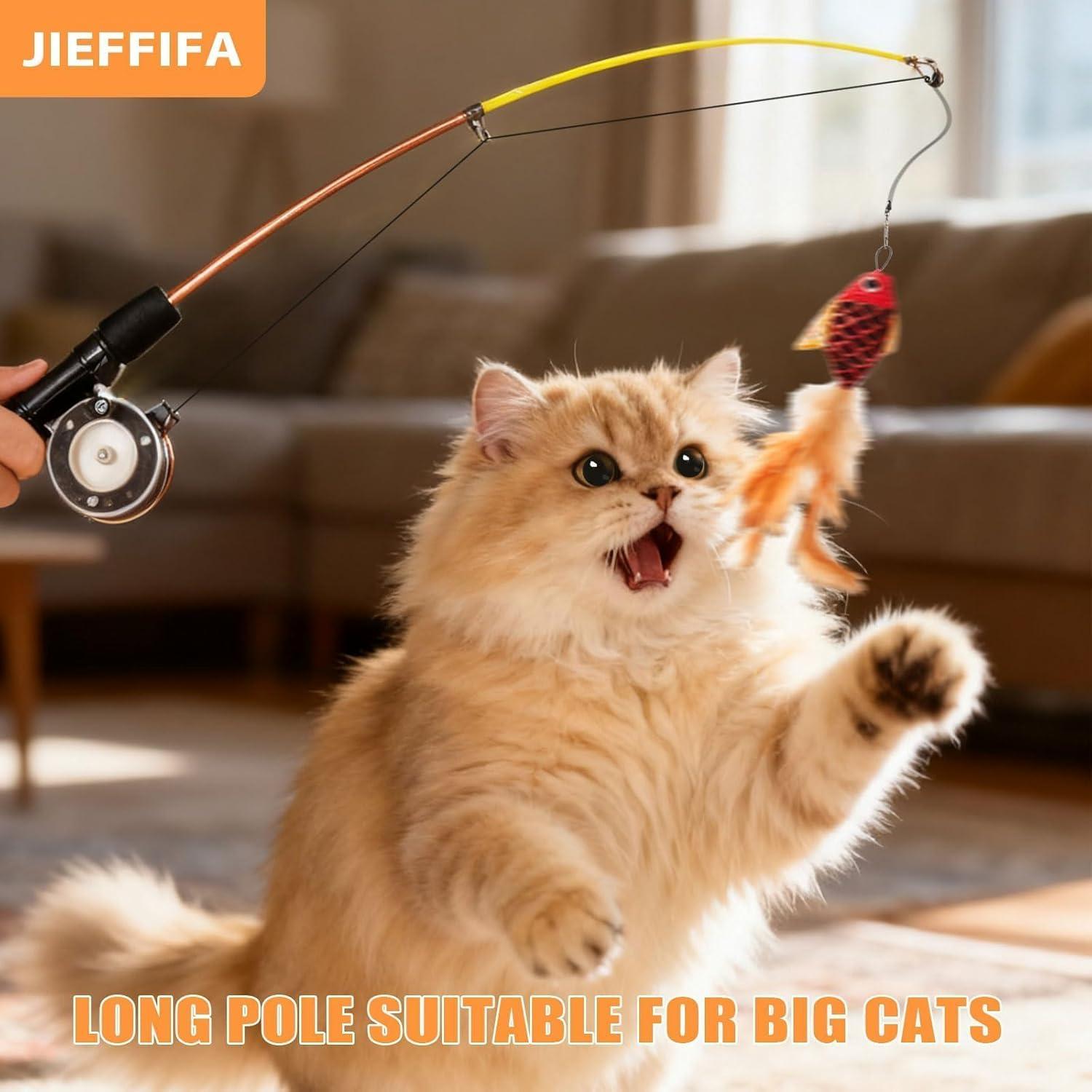 Juguete para Gatos Jieffifa con Plumas y Plata Natural