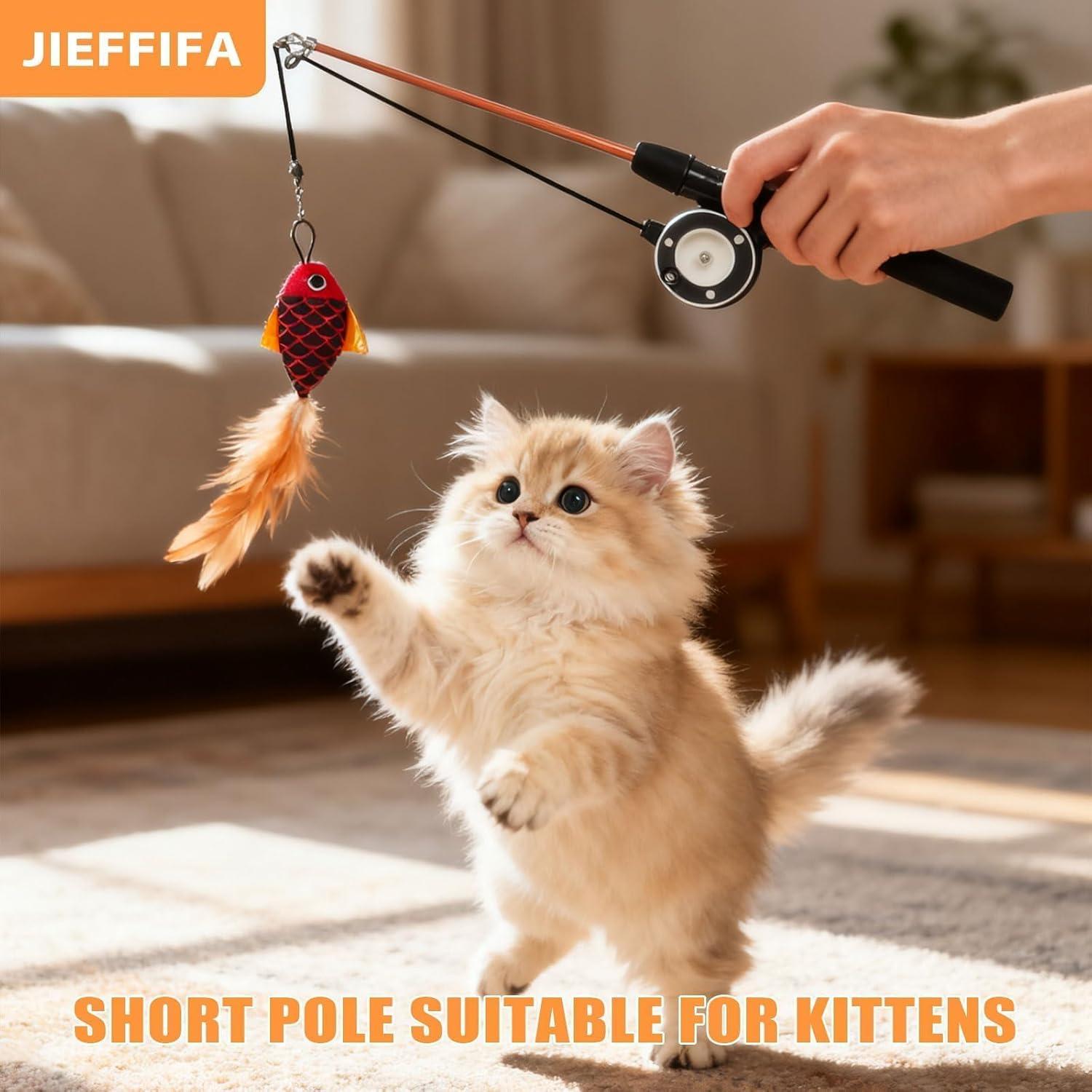 Juguete para Gatos Jieffifa con Plumas y Plata Natural