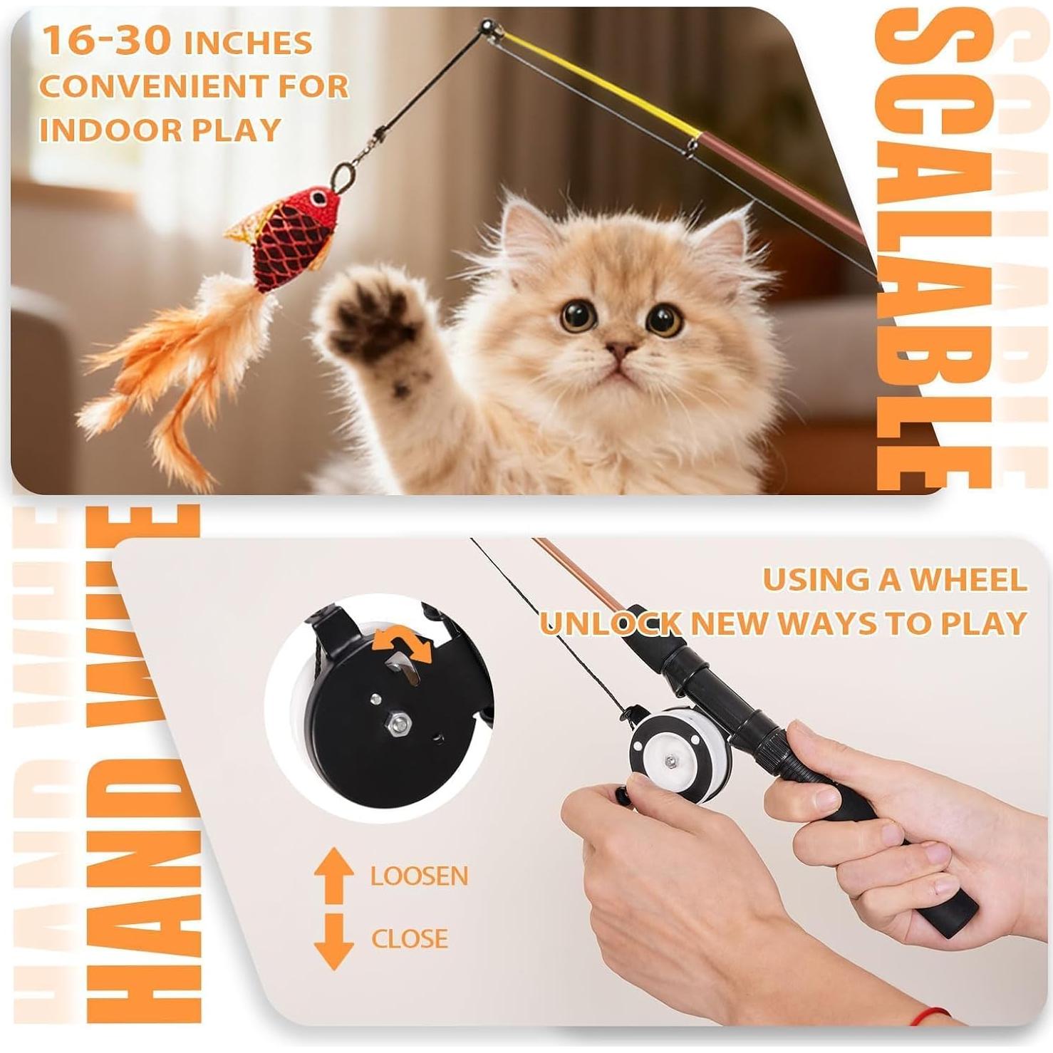 Juguete para Gatos Jieffifa con Plumas y Plata Natural