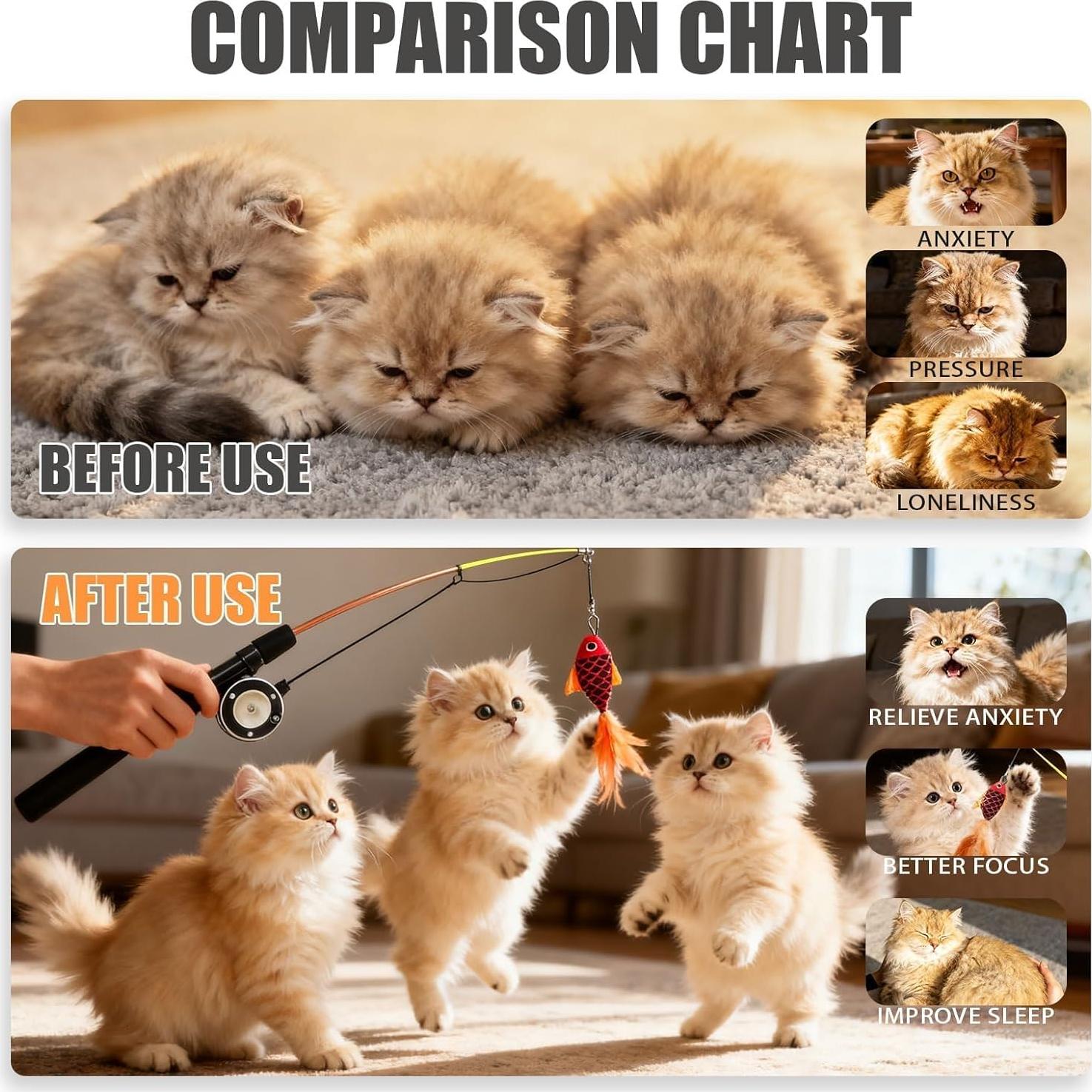 Juguete para Gatos Jieffifa con Plumas y Plata Natural