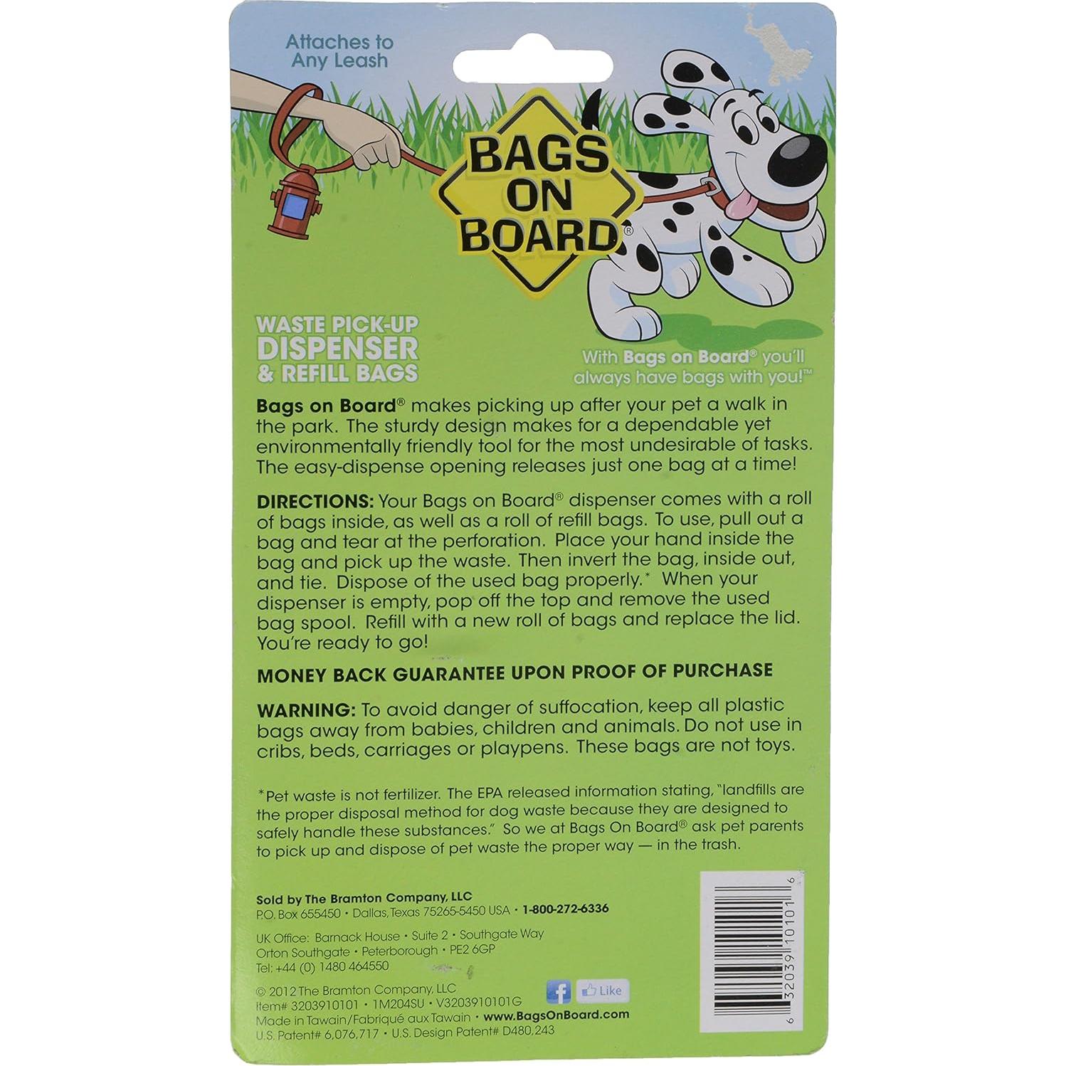 Dispensador de bolsas para desechos de perros Bags on Board rojo con 30 bolsas