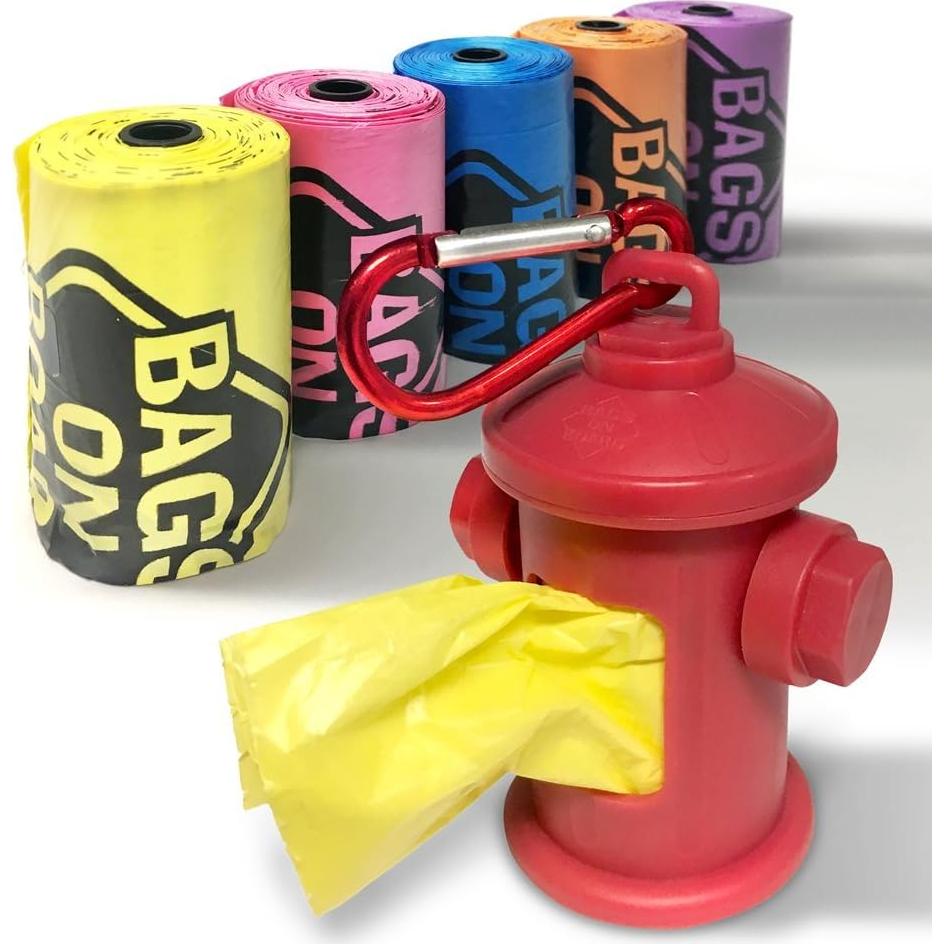 Dispensador de bolsas para desechos de perros Bags on Board rojo con 30 bolsas