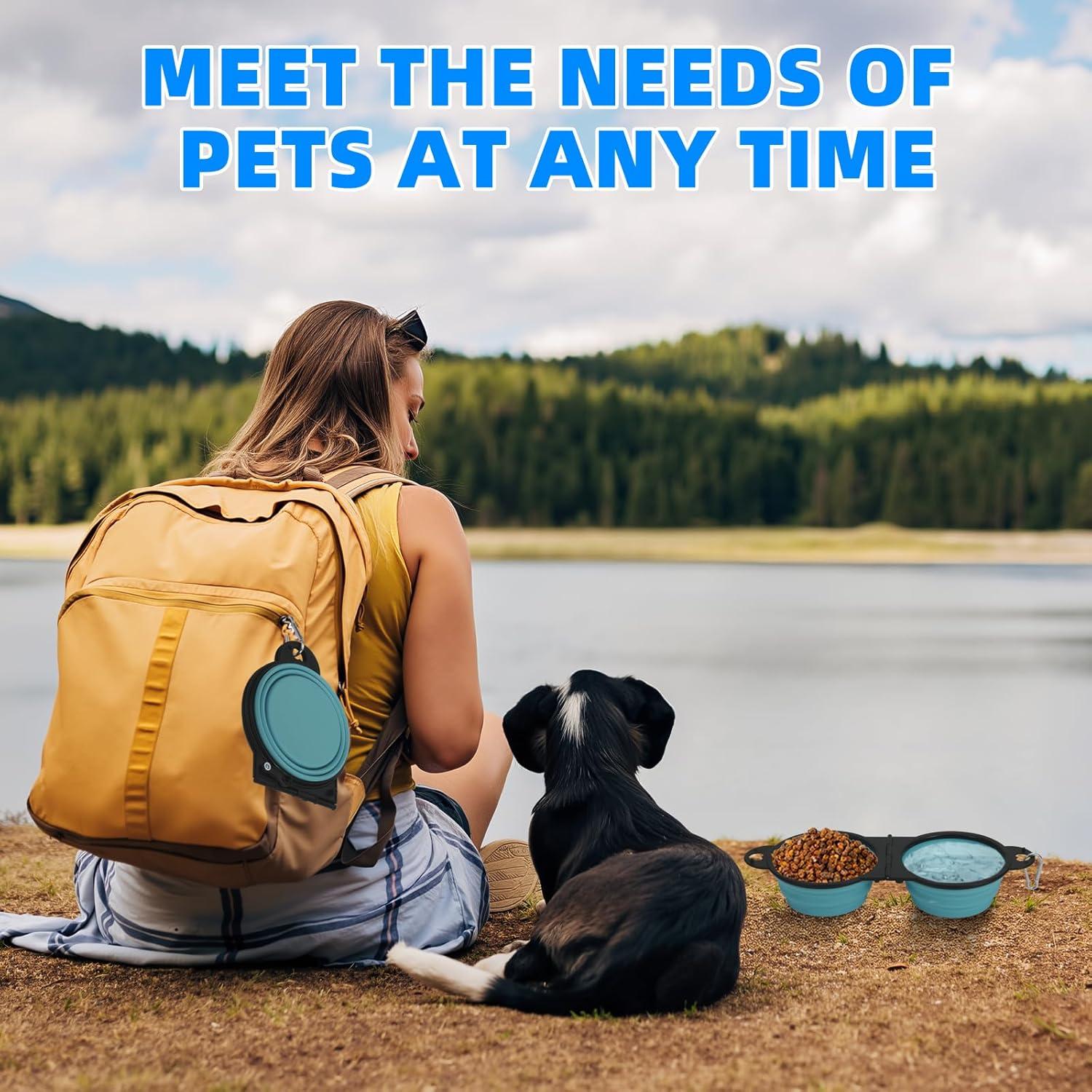 Cuencos Duales Plegables HDhqzm para Perros 32x13cm