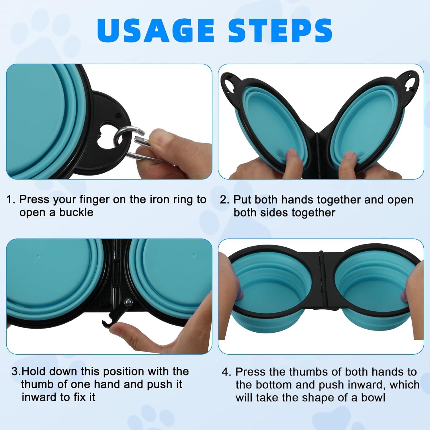 Cuencos Duales Plegables HDhqzm para Perros 32x13cm