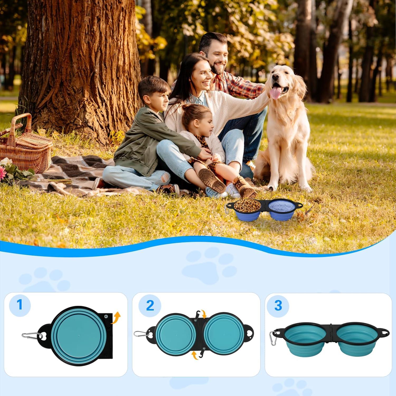 Cuencos Duales Plegables HDhqzm para Perros 32x13cm