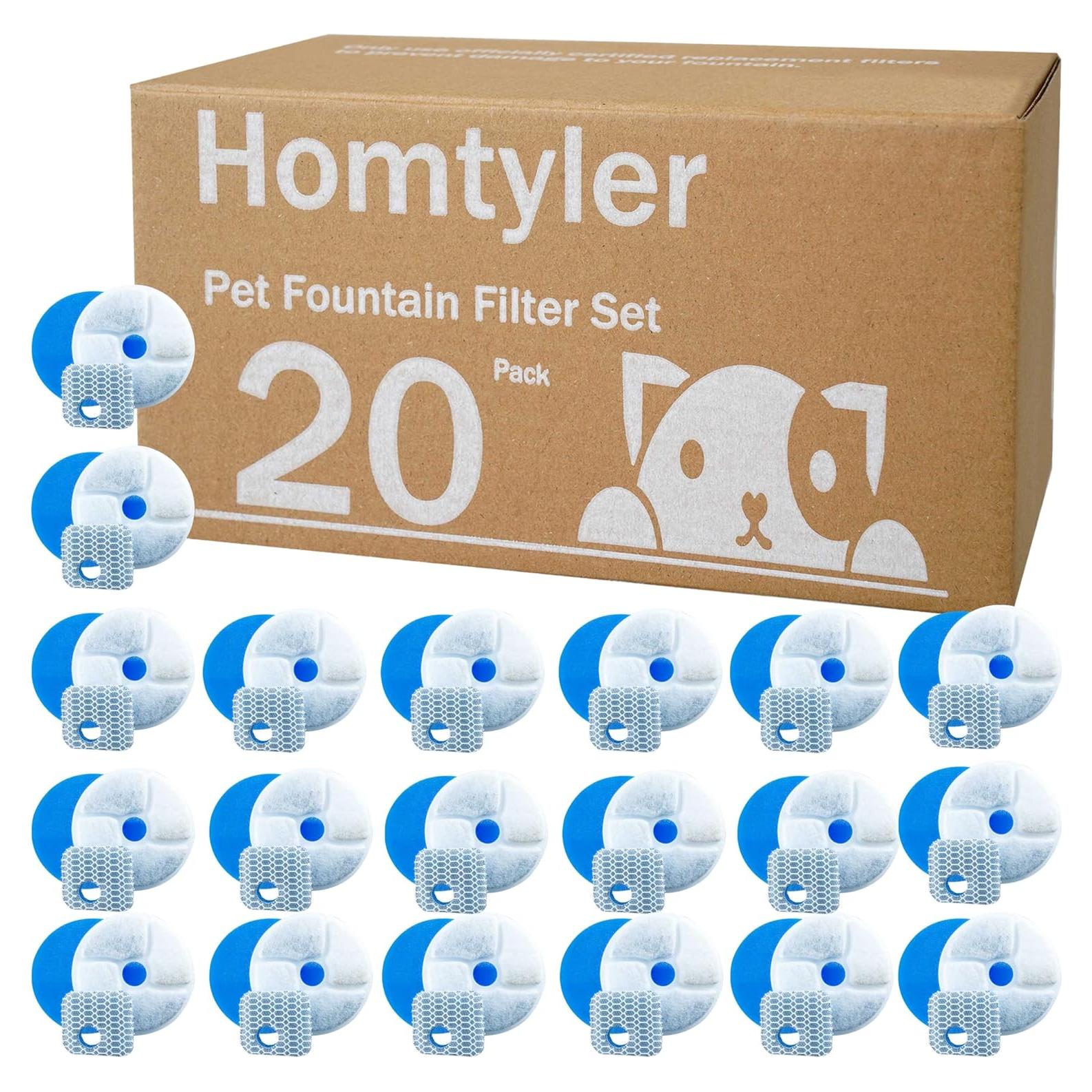 Filtros de Agua para Gatos Homtyler Paquete de 20 Triple Filtración