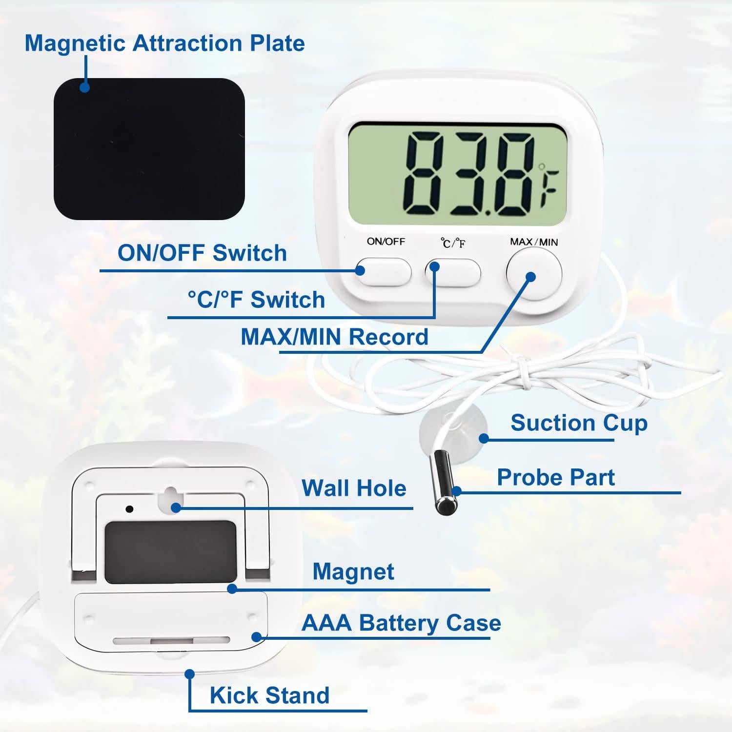 Termómetro Digital de Acuario PAULTEMP TYJ-005 LCD -50C a 300C