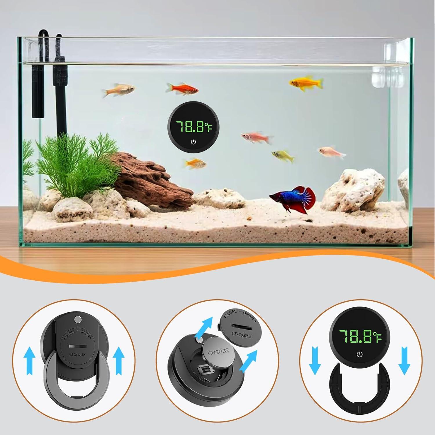 Termómetro Digital Acuario Carefree Fish CR2032 Pantalla LED