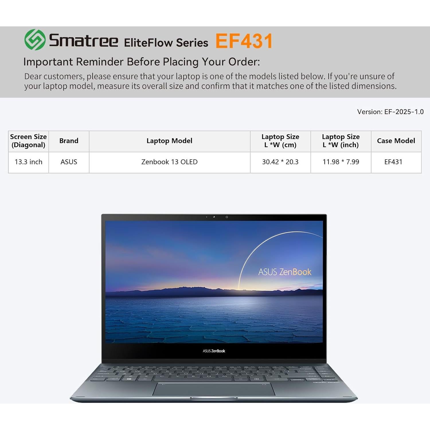 Funda para Laptop Smatree EliteFlow para ASUS Zenbook 13.3"