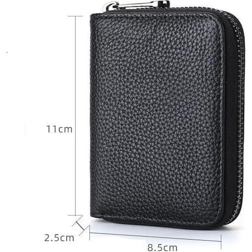 Porta Tarjetas de Crédito Geettcaifu de Cuero Genuino RFID - Negro