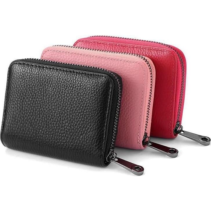 Porta Tarjetas de Crédito Geettcaifu de Cuero Genuino RFID - Negro