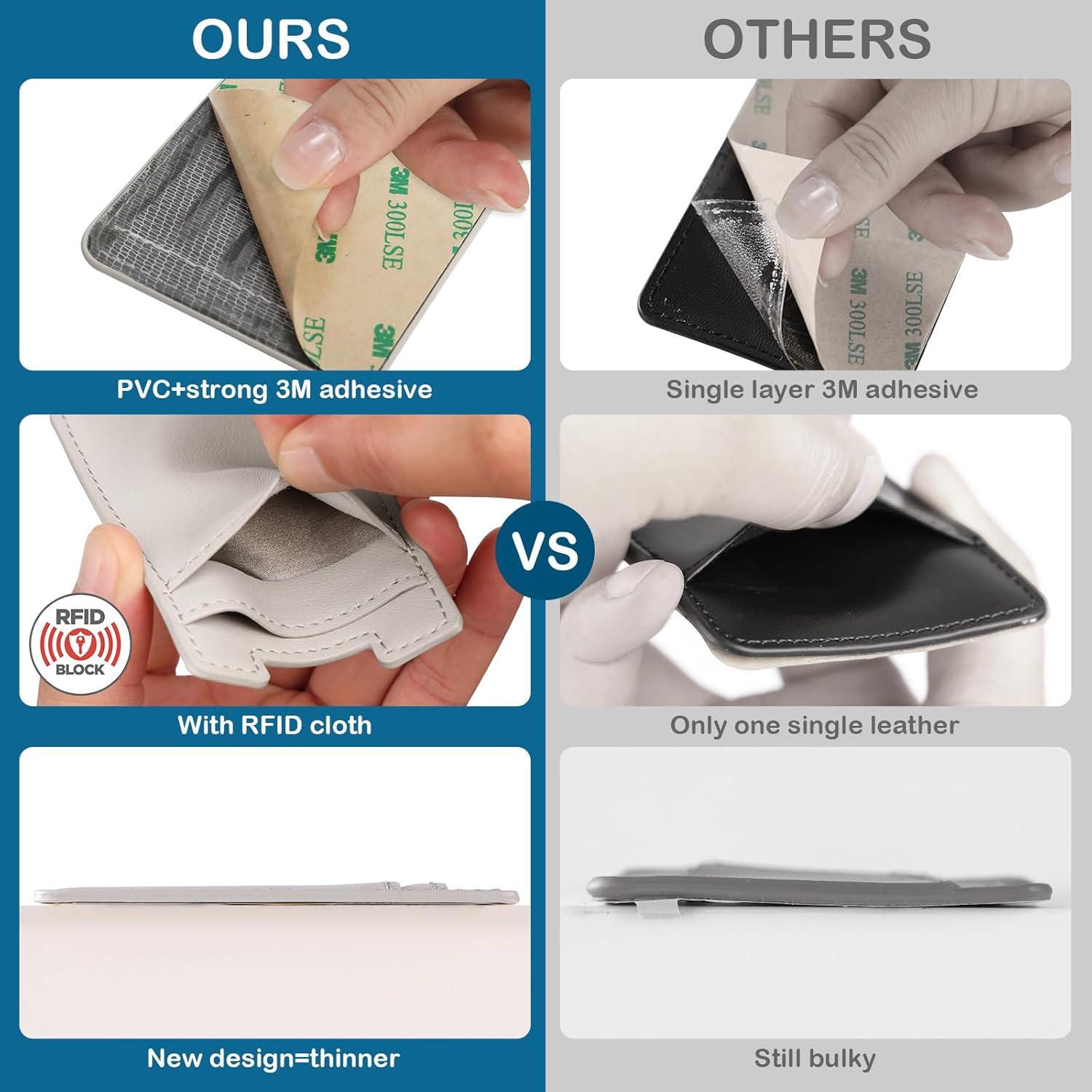 Cartera Adhesiva Fulgamo para Teléfono - 2 Pack, RFID, Cuero