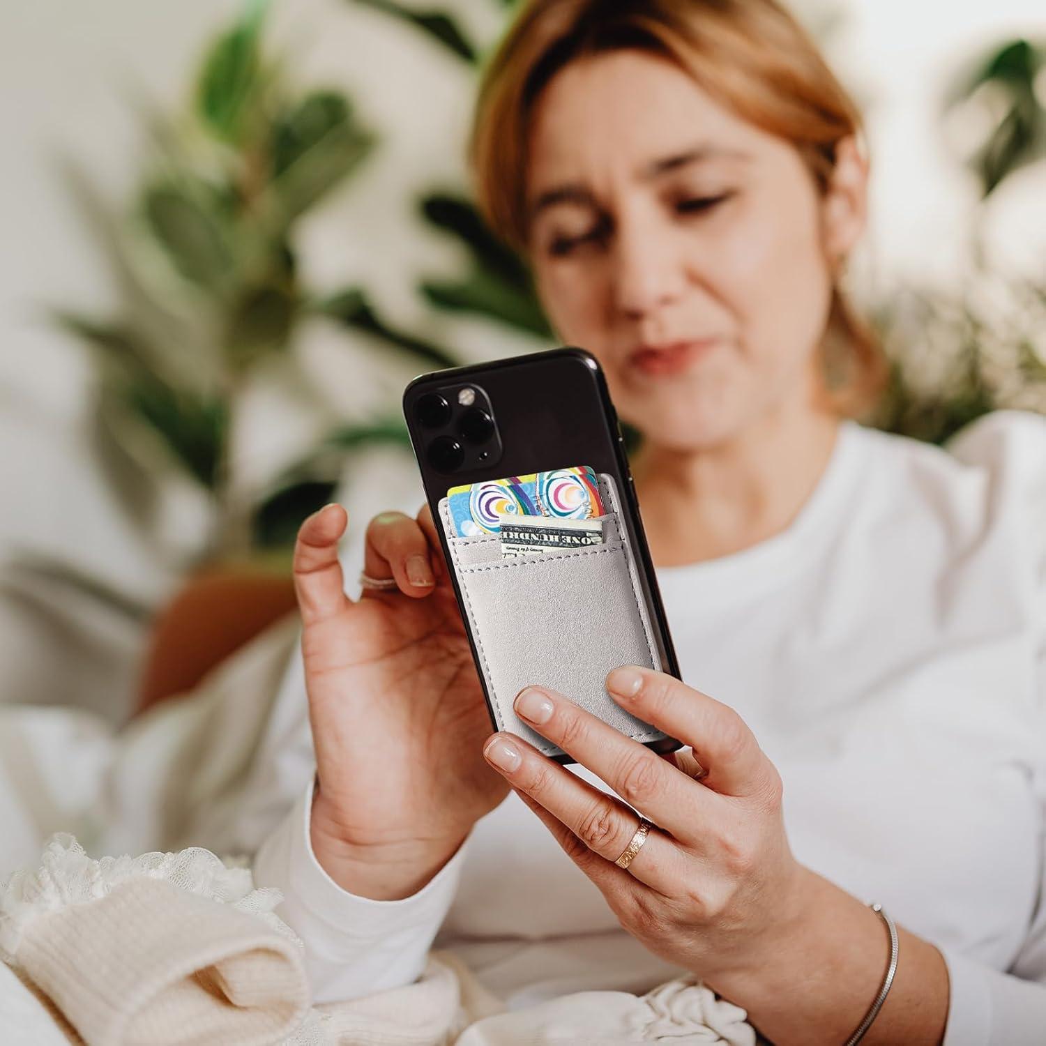 Cartera Adhesiva Fulgamo para Teléfono - 2 Pack, RFID, Cuero