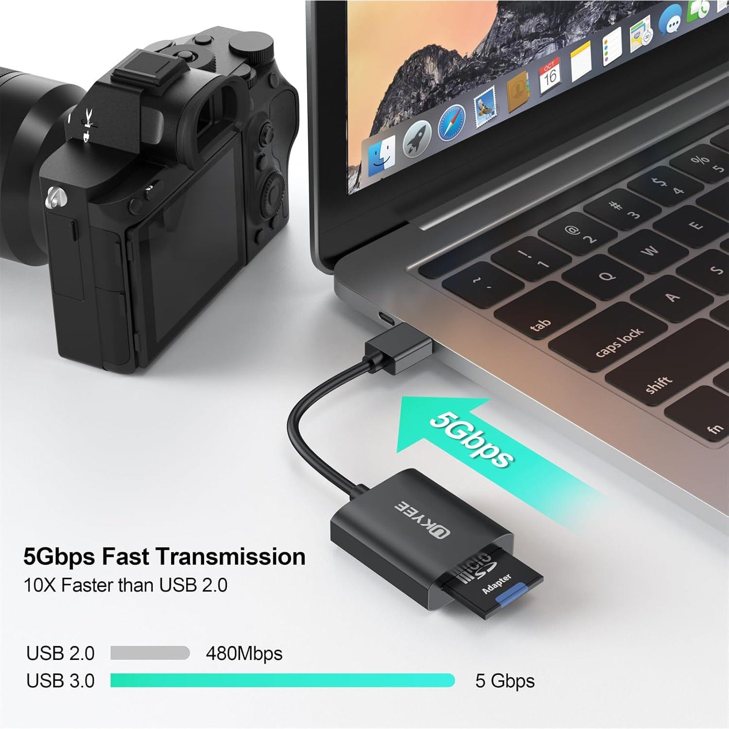 Lector de Tarjetas SD USB 3.0 UKYEE Doble Ranura 5Gbps