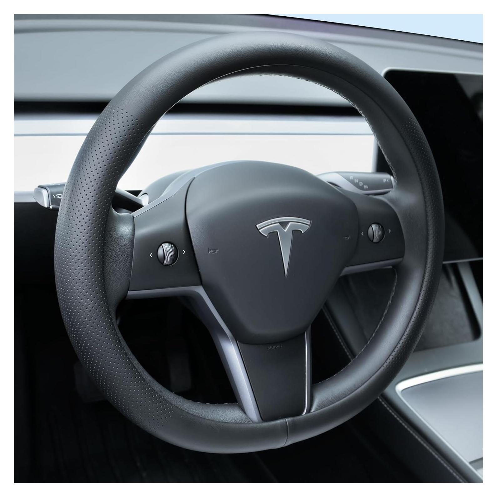 Cubierta de Volante Uxcer para Tesla Model 3/Y Negra Antideslizante