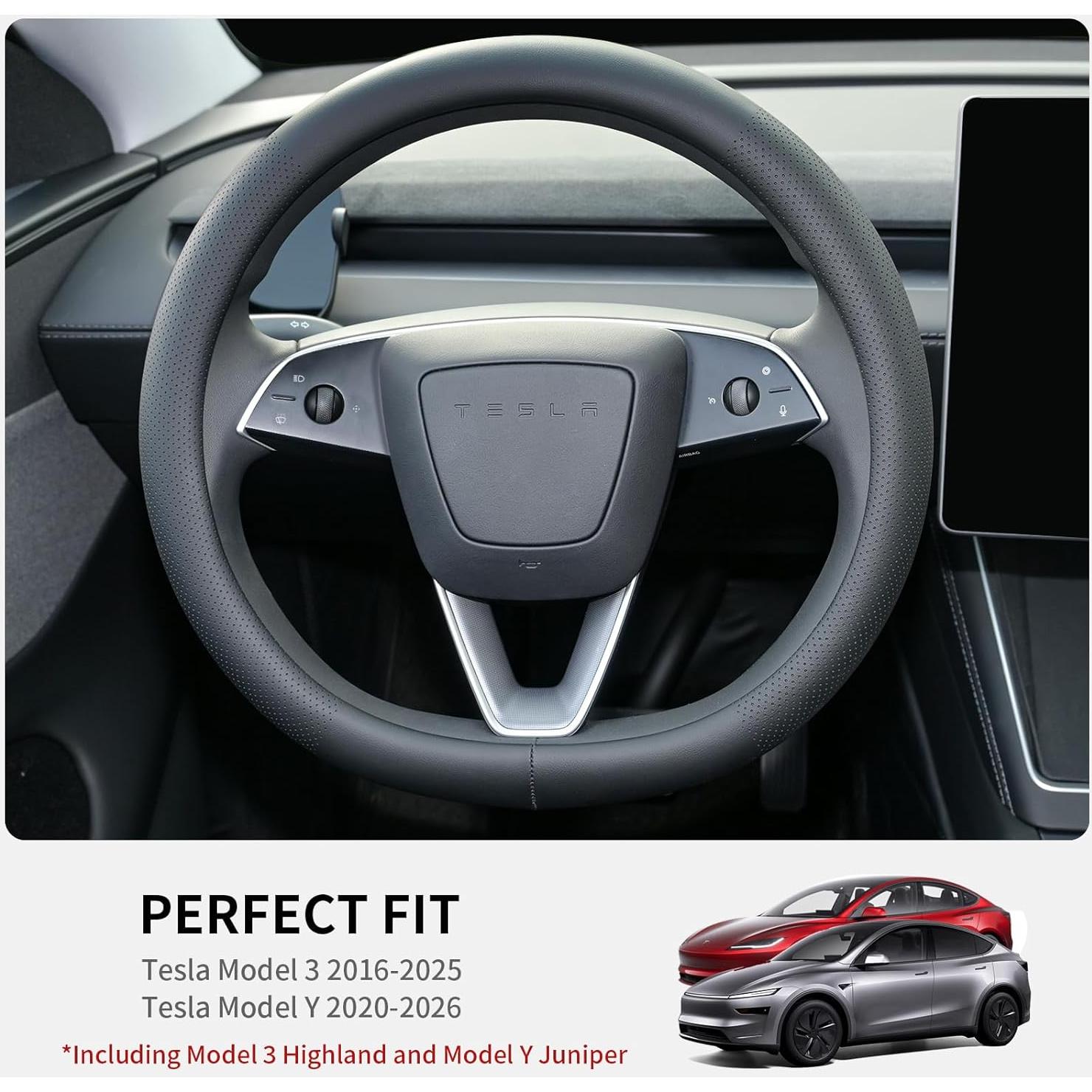 Cubierta de Volante Uxcer para Tesla Model 3/Y Negra Antideslizante