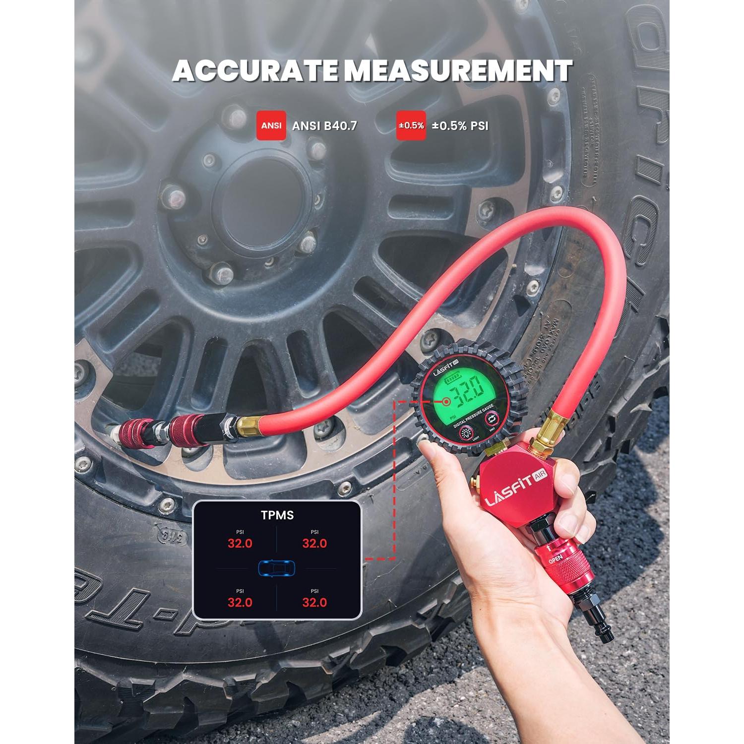 Inflador de Neumáticos LASFIT D7 Digital 250 PSI Sin Fugas