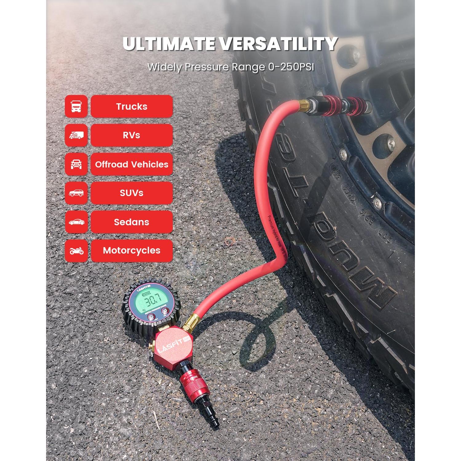 Inflador de Neumáticos LASFIT D7 Digital 250 PSI Sin Fugas