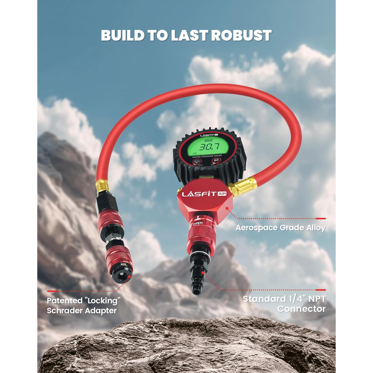 Inflador de Neumáticos LASFIT D7 Digital 250 PSI Sin Fugas