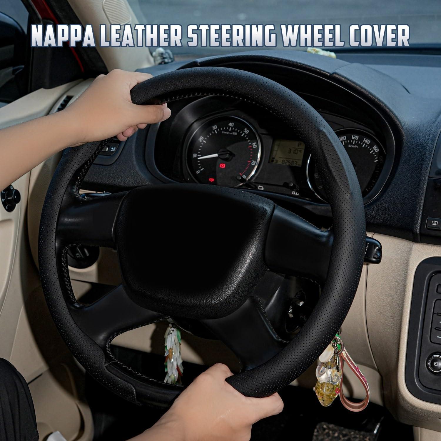 Cubierta de Volante Hiseanllo 5D Cuero Nappa Ajuste Universal