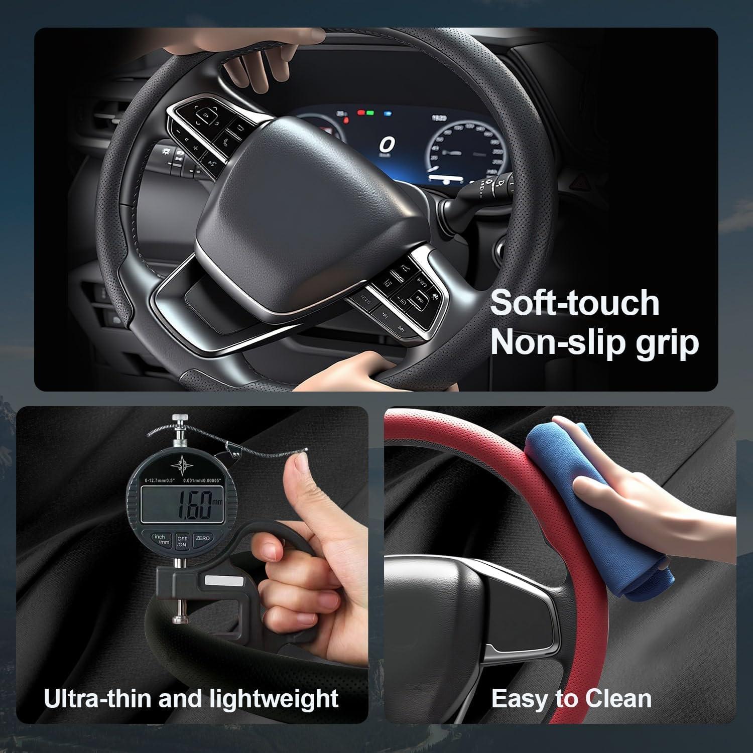 Cubierta de Volante Hiseanllo 5D Cuero Nappa Ajuste Universal