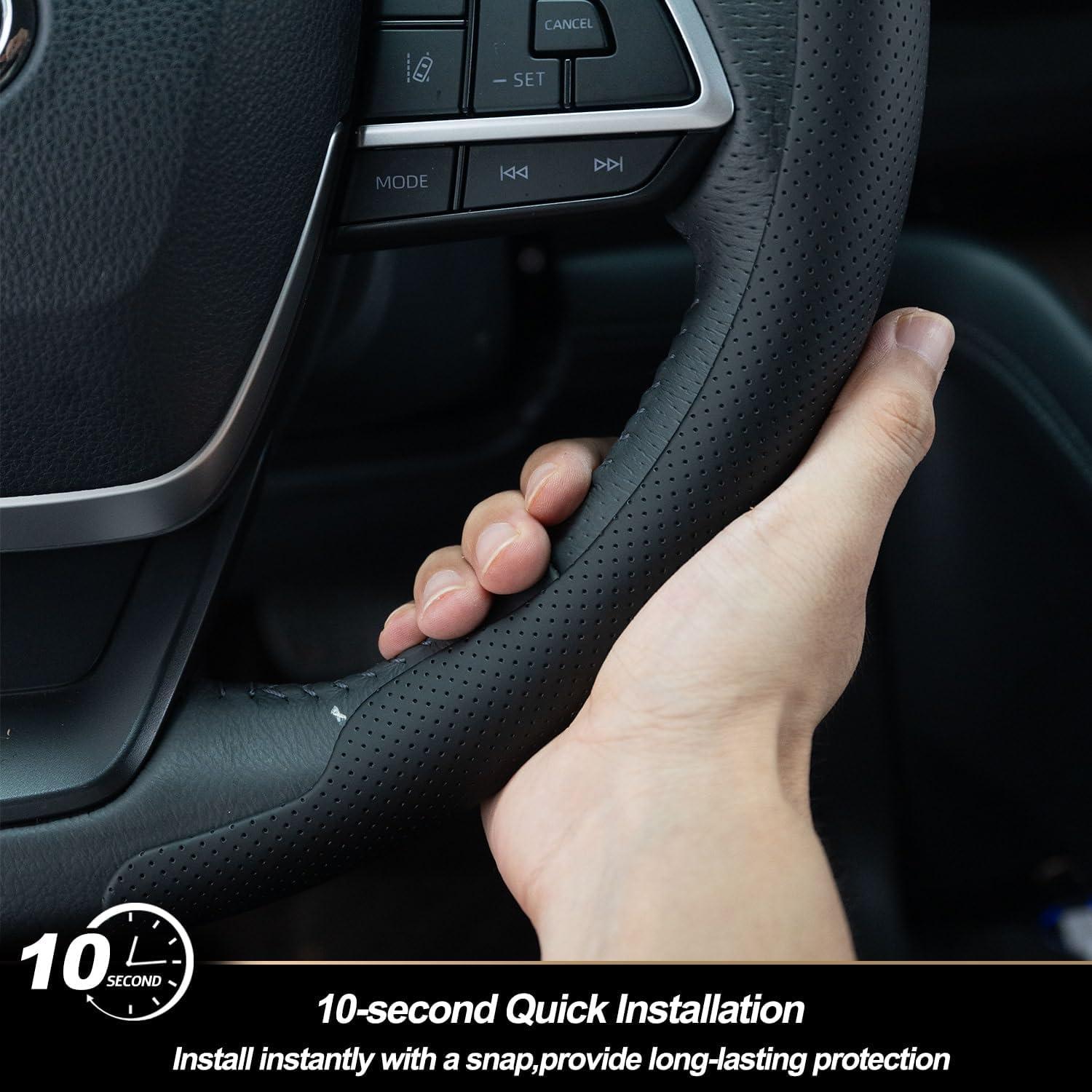 Cubierta de Volante Hiseanllo 5D Cuero Nappa Ajuste Universal