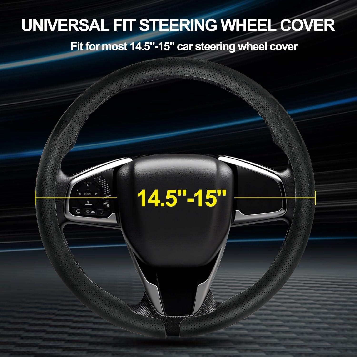 Cubierta de Volante Hiseanllo 5D Cuero Nappa Ajuste Universal