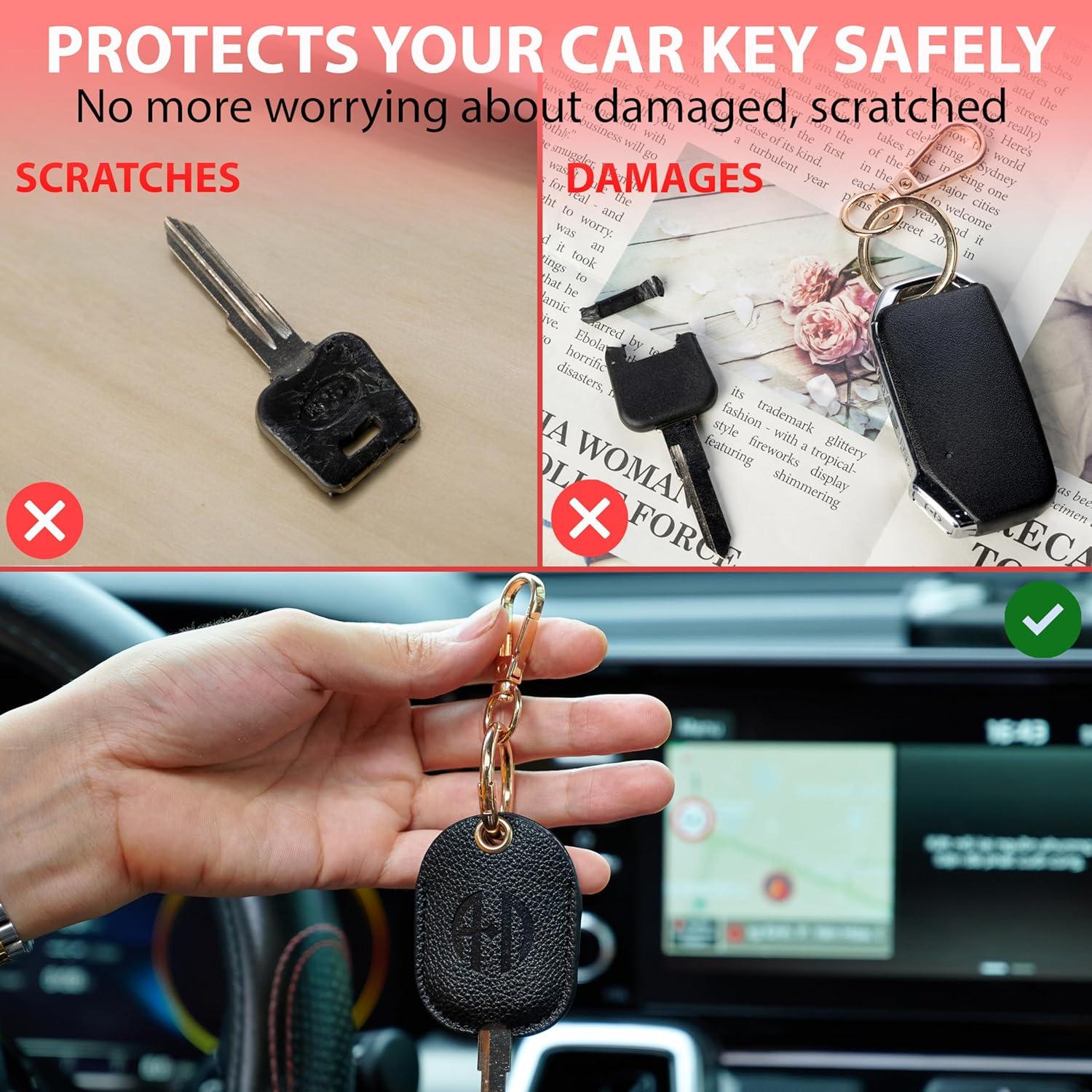 Funda de Llave de Coche ANHBKAR de Cuero PU Negra Grande