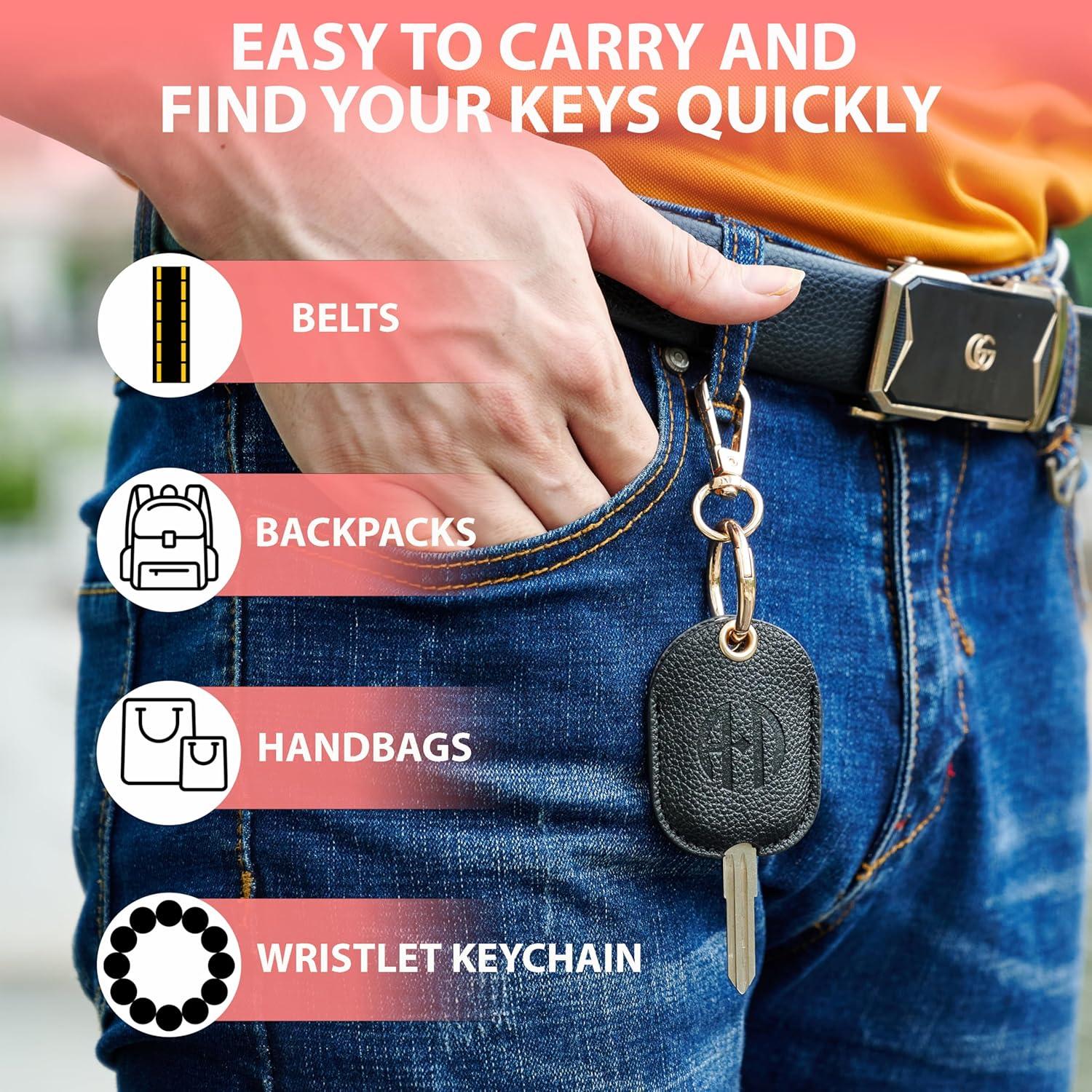 Funda de Llave de Coche ANHBKAR de Cuero PU Negra Grande