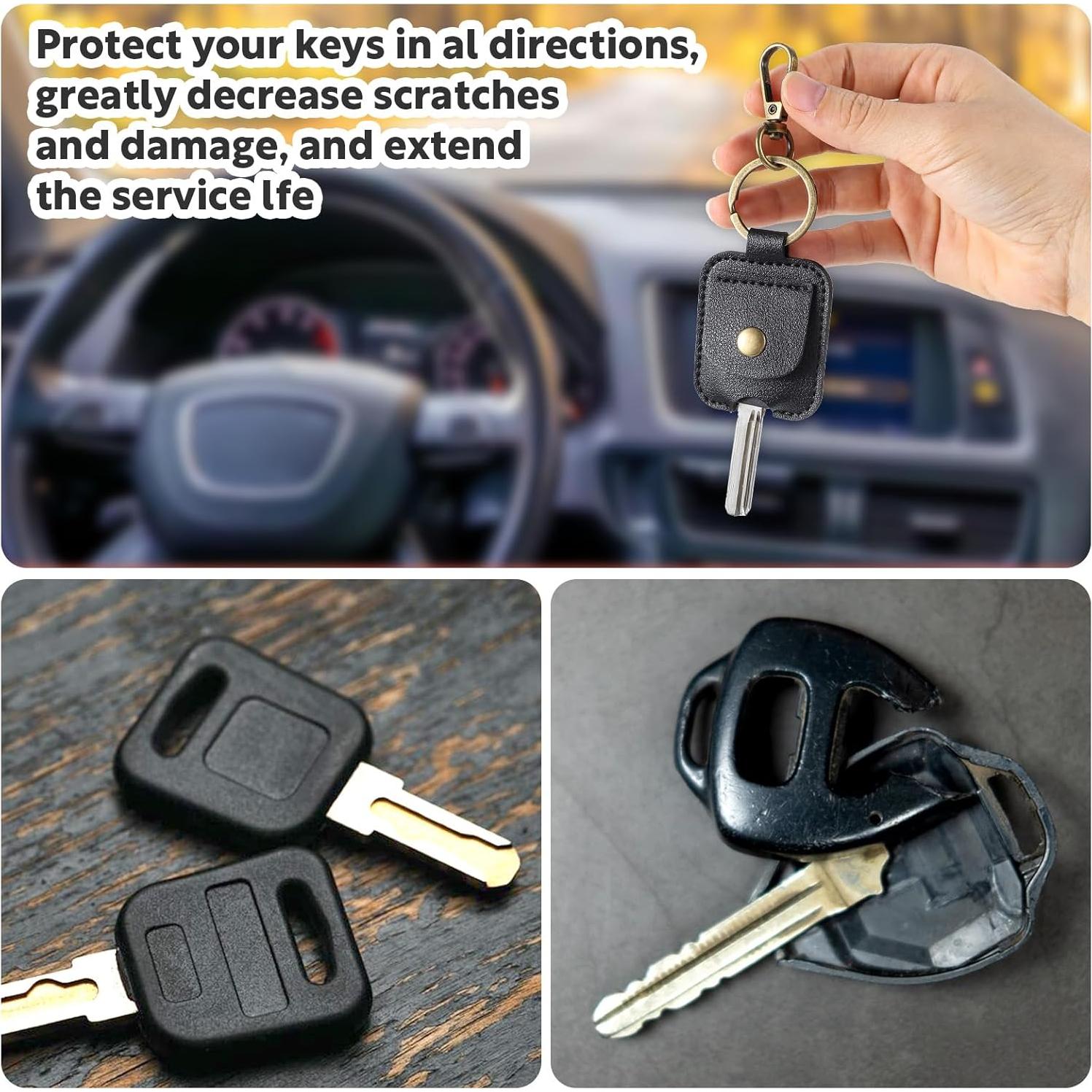 2 Fundas de Llave de Auto Guduling de Cuero PU - Negro y Burdeos