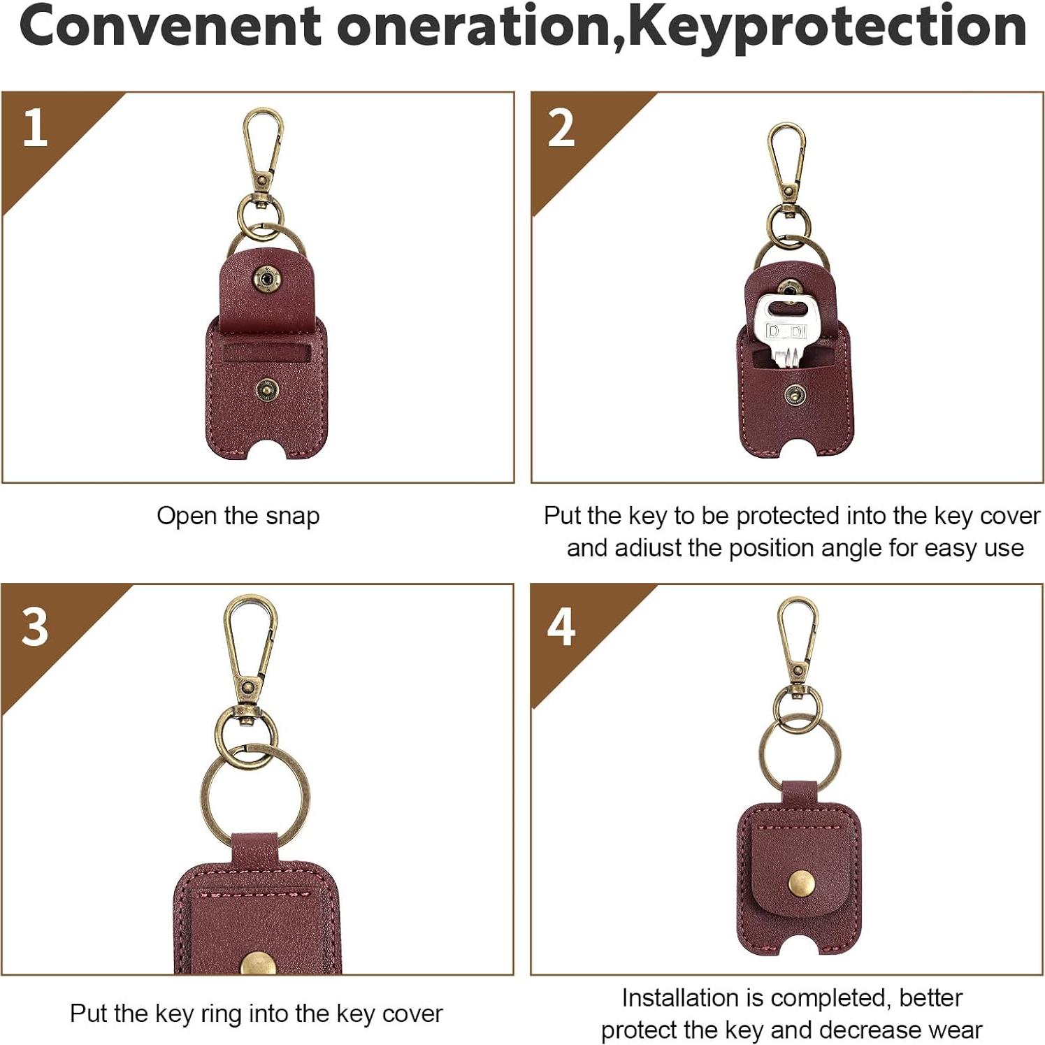 2 Fundas de Llave de Auto Guduling de Cuero PU - Negro y Burdeos