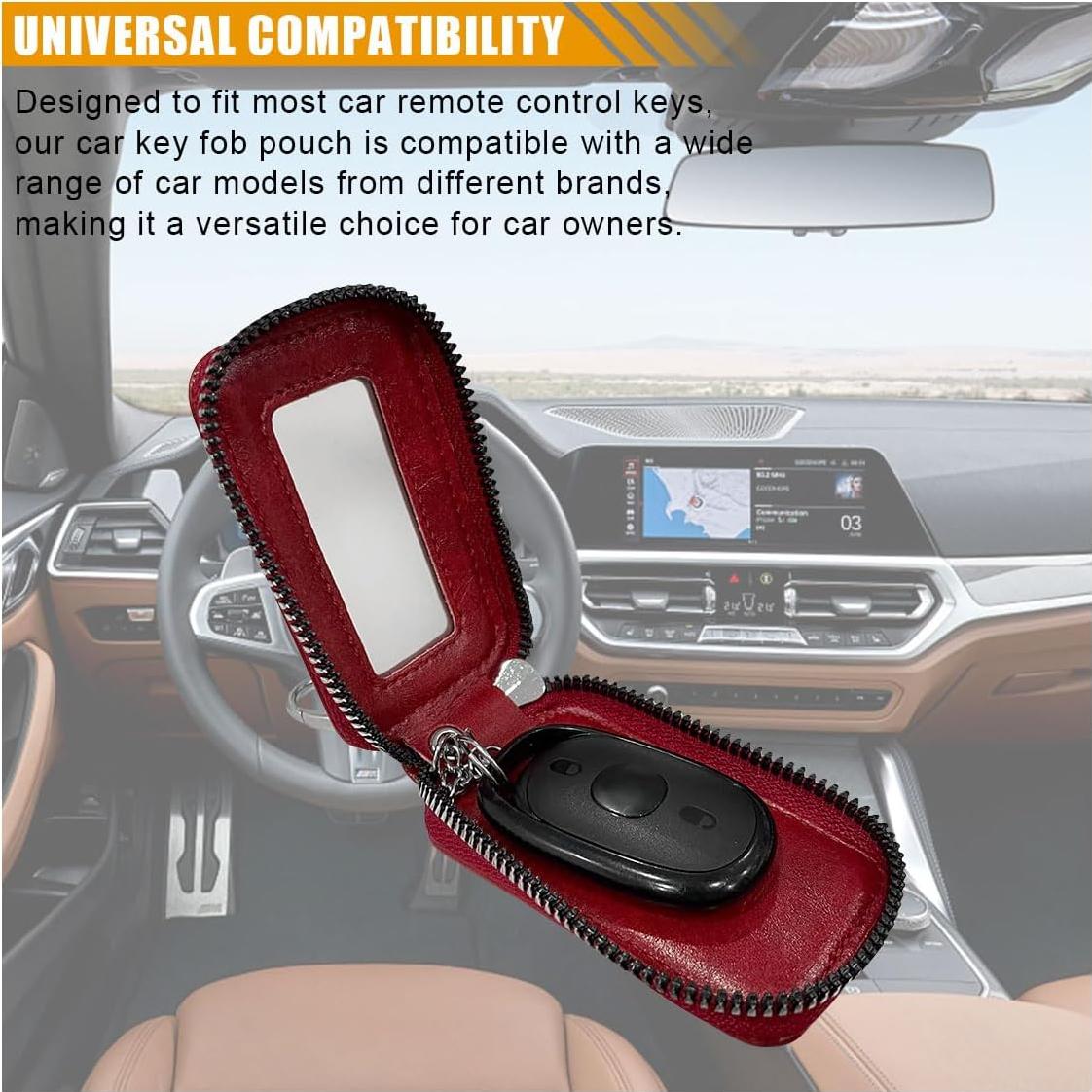 Funda de Llave de Coche LAINLOY Cuero PU Rojo Vino 9.04x5.36cm