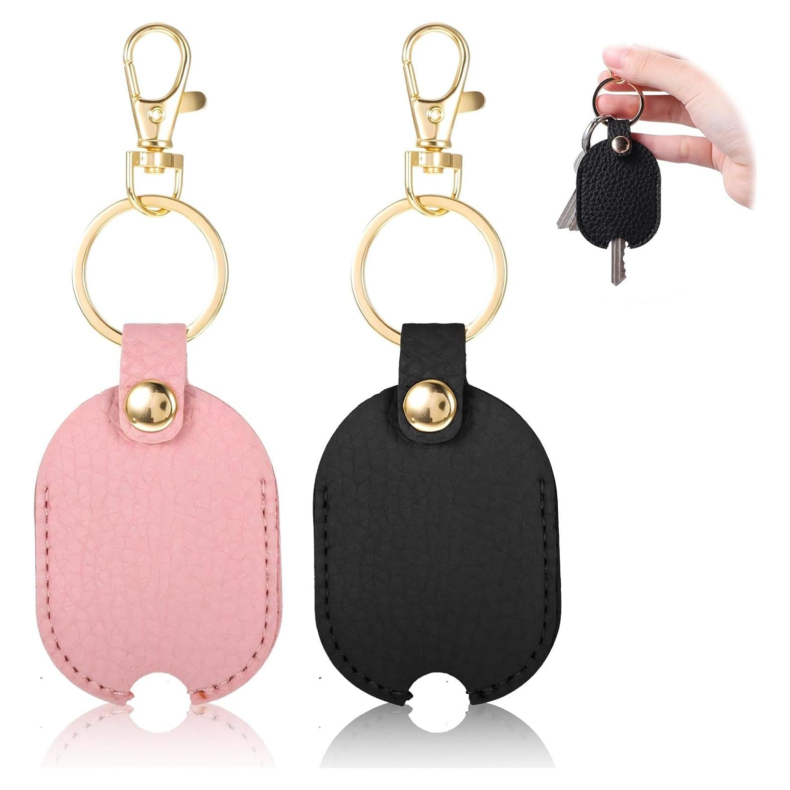 Funda de Llave de Cuero PU Larrel 2 Pcs Negro y Rosa