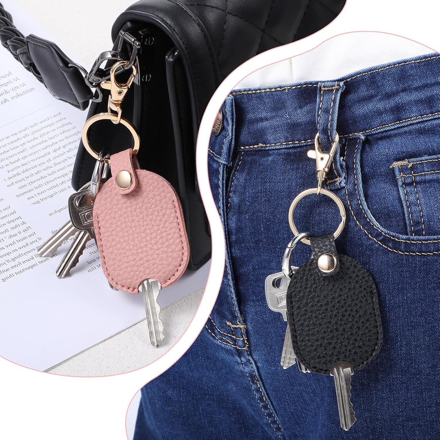 Funda de Llave de Cuero PU Larrel 2 Pcs Negro y Rosa