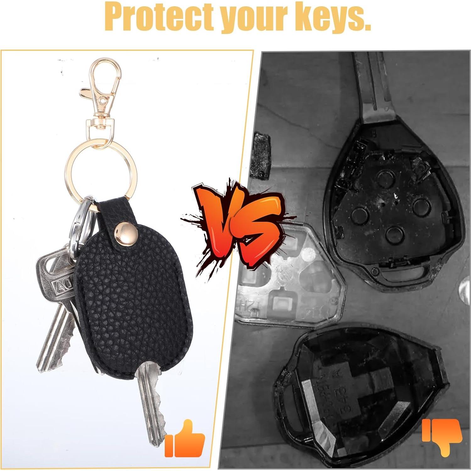 Funda de Llave de Cuero PU Larrel 2 Pcs Negro y Rosa