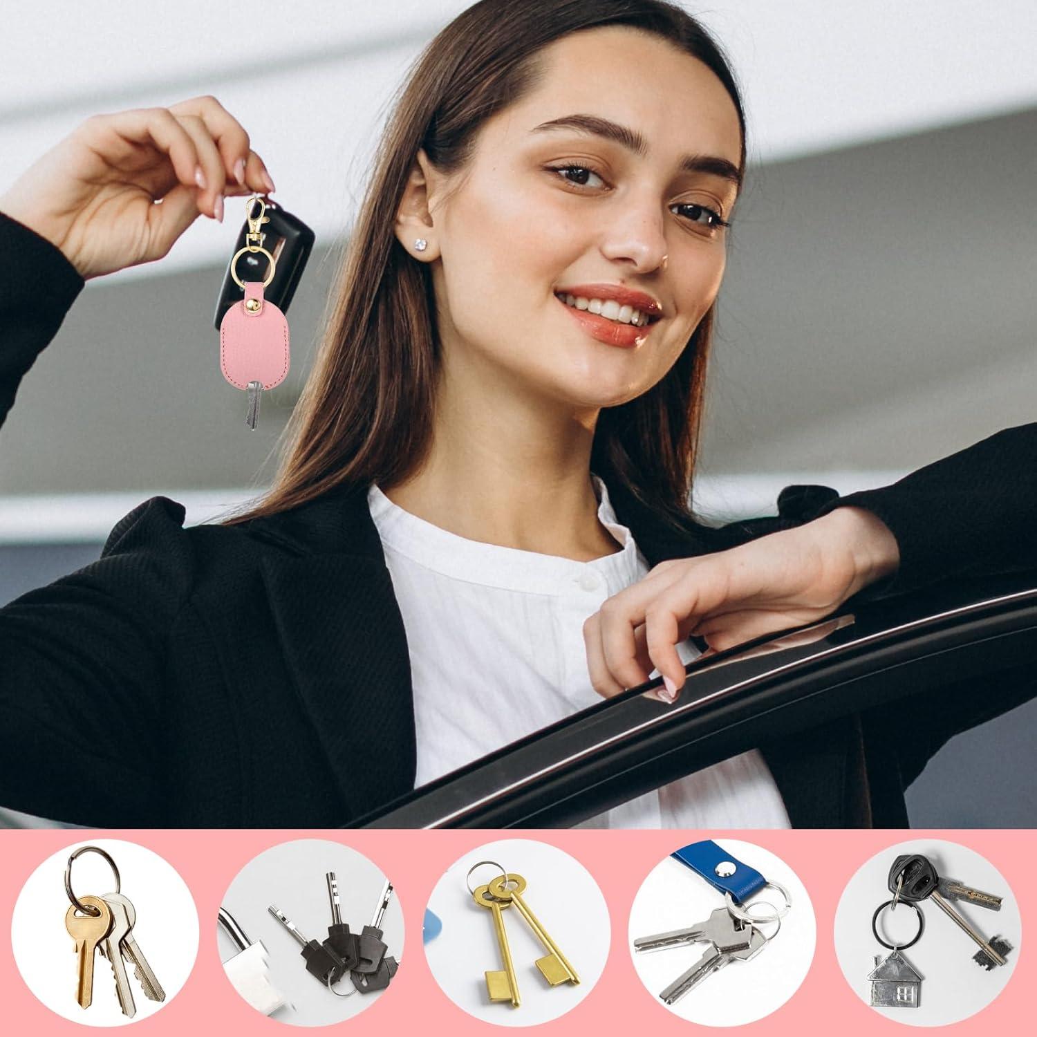 Funda de Llave de Cuero PU Larrel 2 Pcs Negro y Rosa