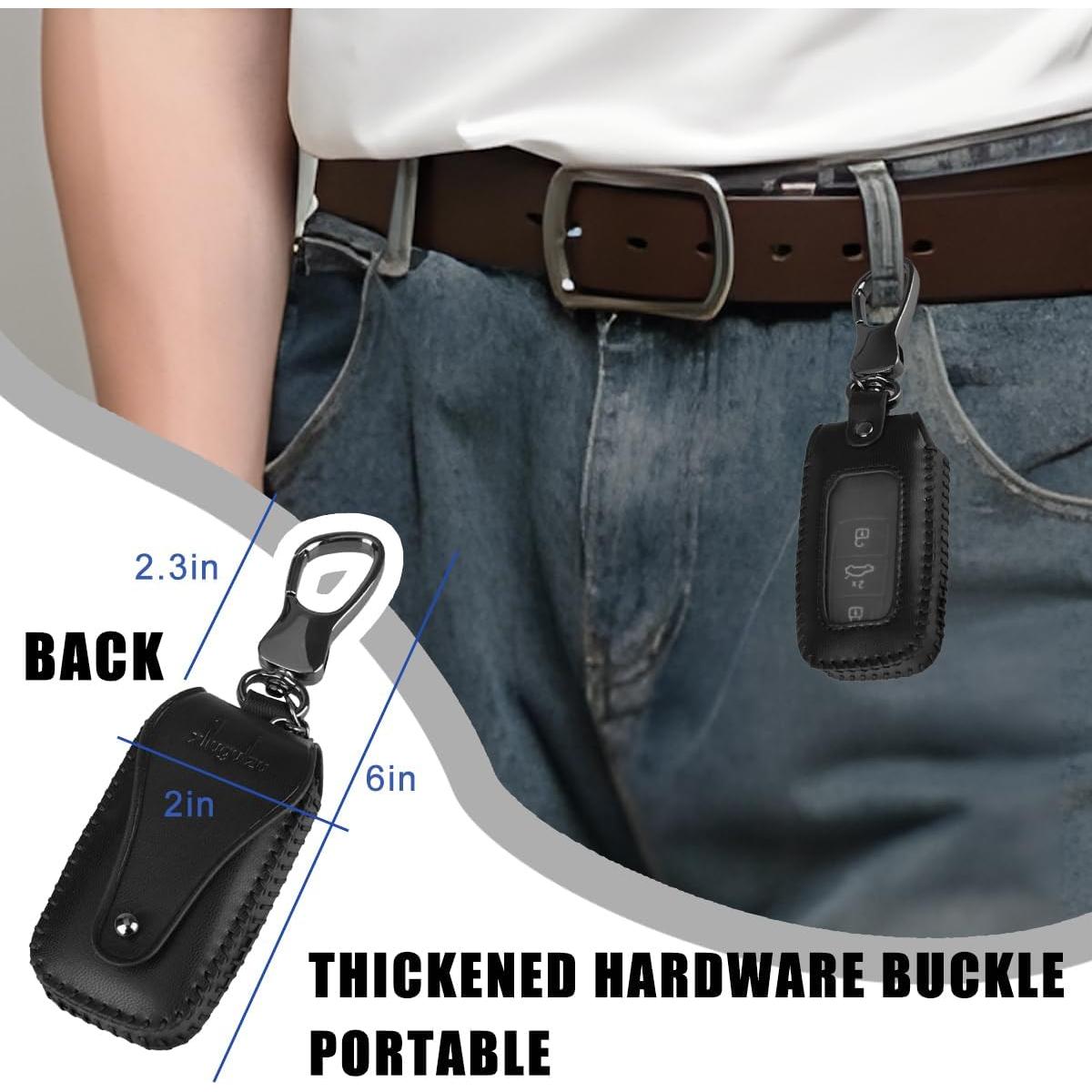 Funda de Llave de Coche Zipelo de Cuero Antipérdida 9x5cm