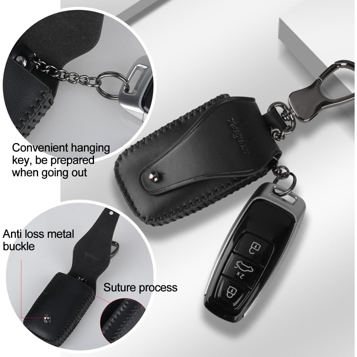 Funda de Llave de Coche Zipelo de Cuero Antipérdida 9x5cm