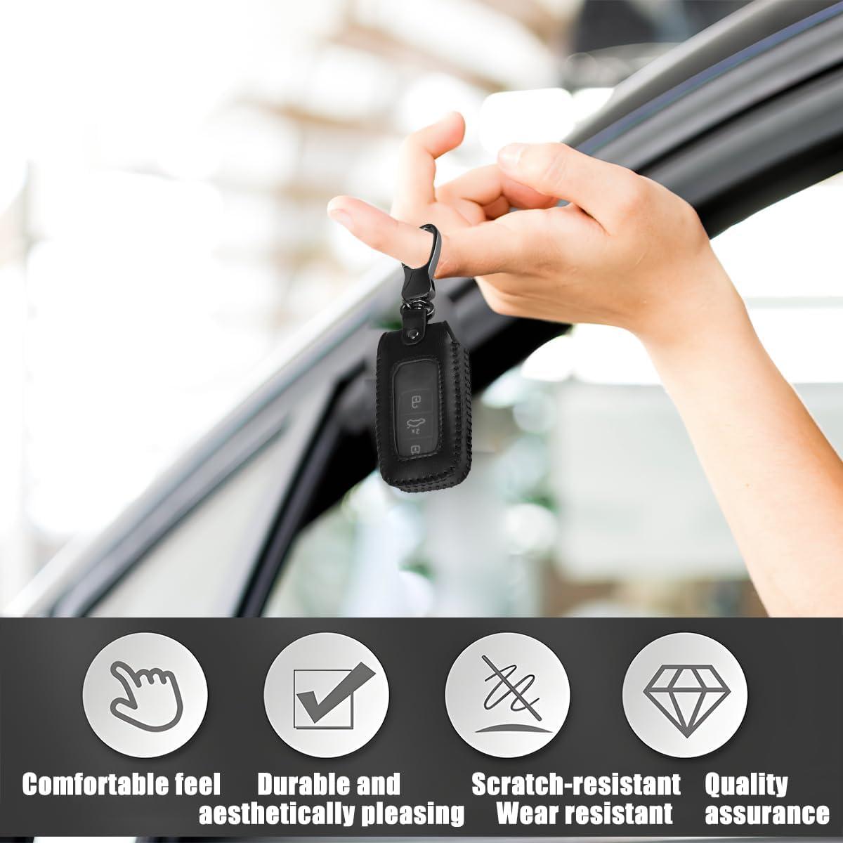 Funda de Llave de Coche Zipelo de Cuero Antipérdida 9x5cm