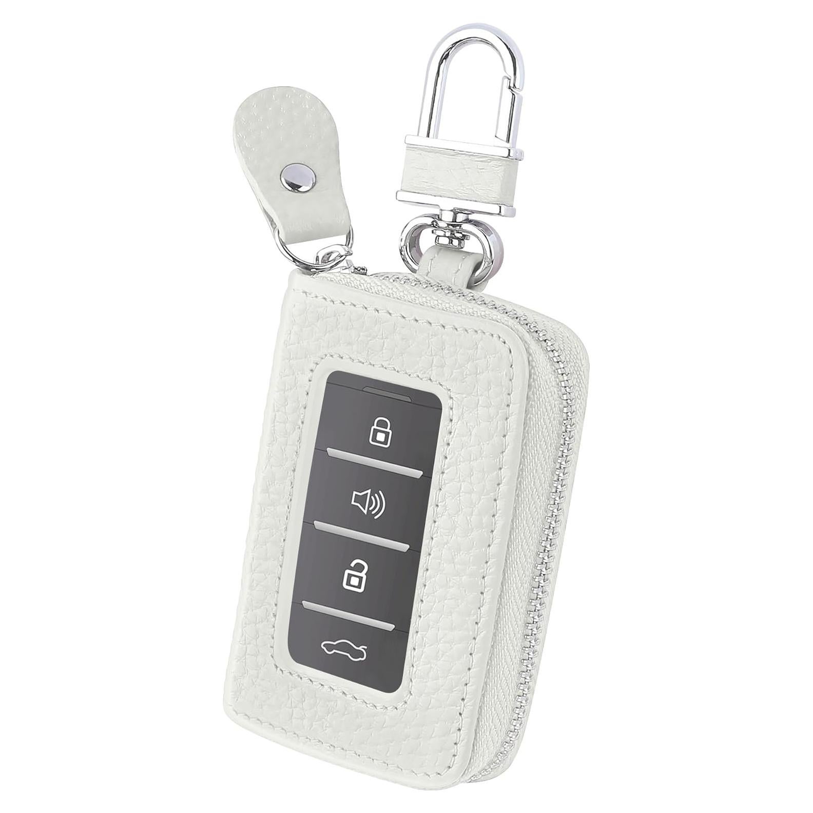 Funda de Llave de Auto SSNNUU Minimalista Cuero Blanco 8.97cm