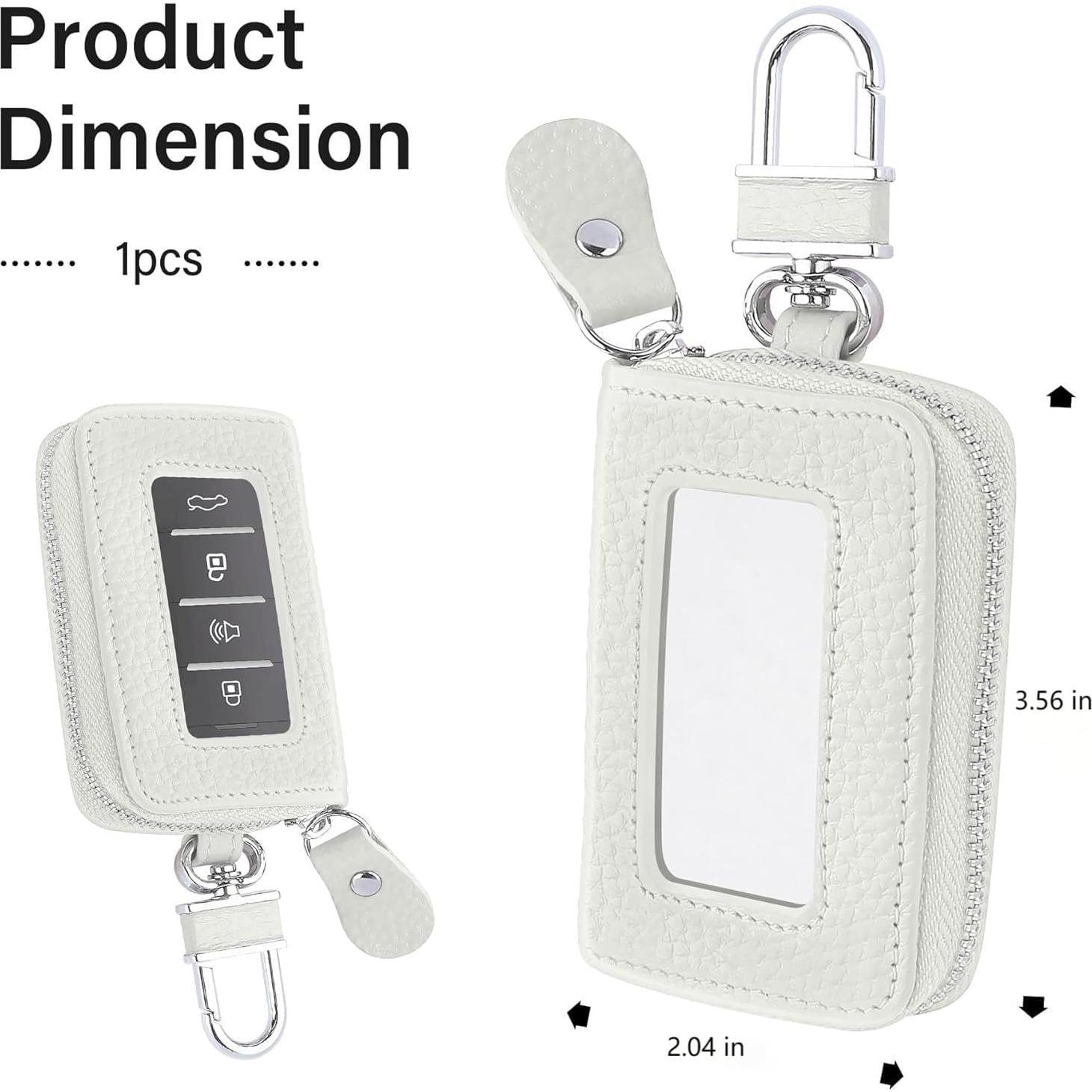 Funda de Llave de Auto SSNNUU Minimalista Cuero Blanco 8.97cm