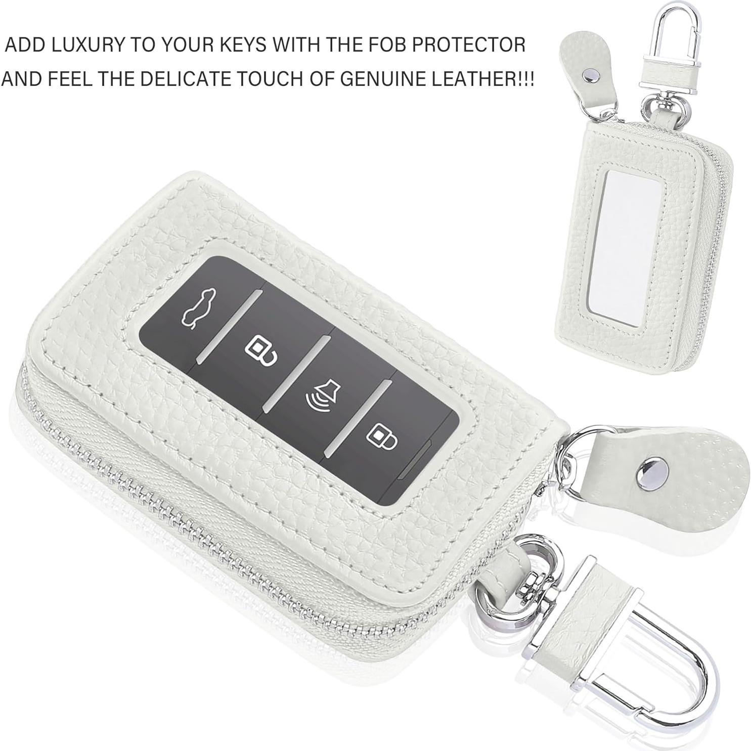 Funda de Llave de Auto SSNNUU Minimalista Cuero Blanco 8.97cm