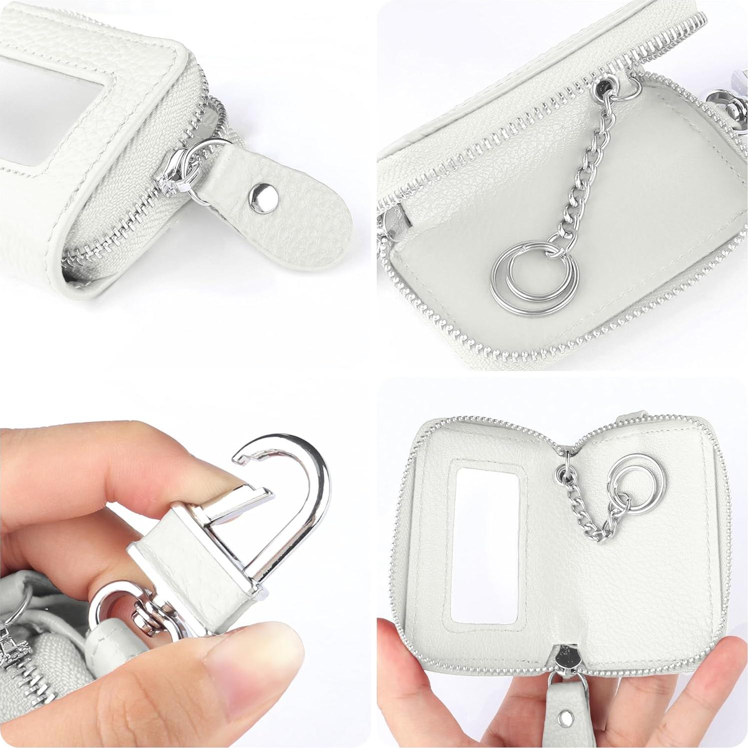 Funda de Llave de Auto SSNNUU Minimalista Cuero Blanco 8.97cm