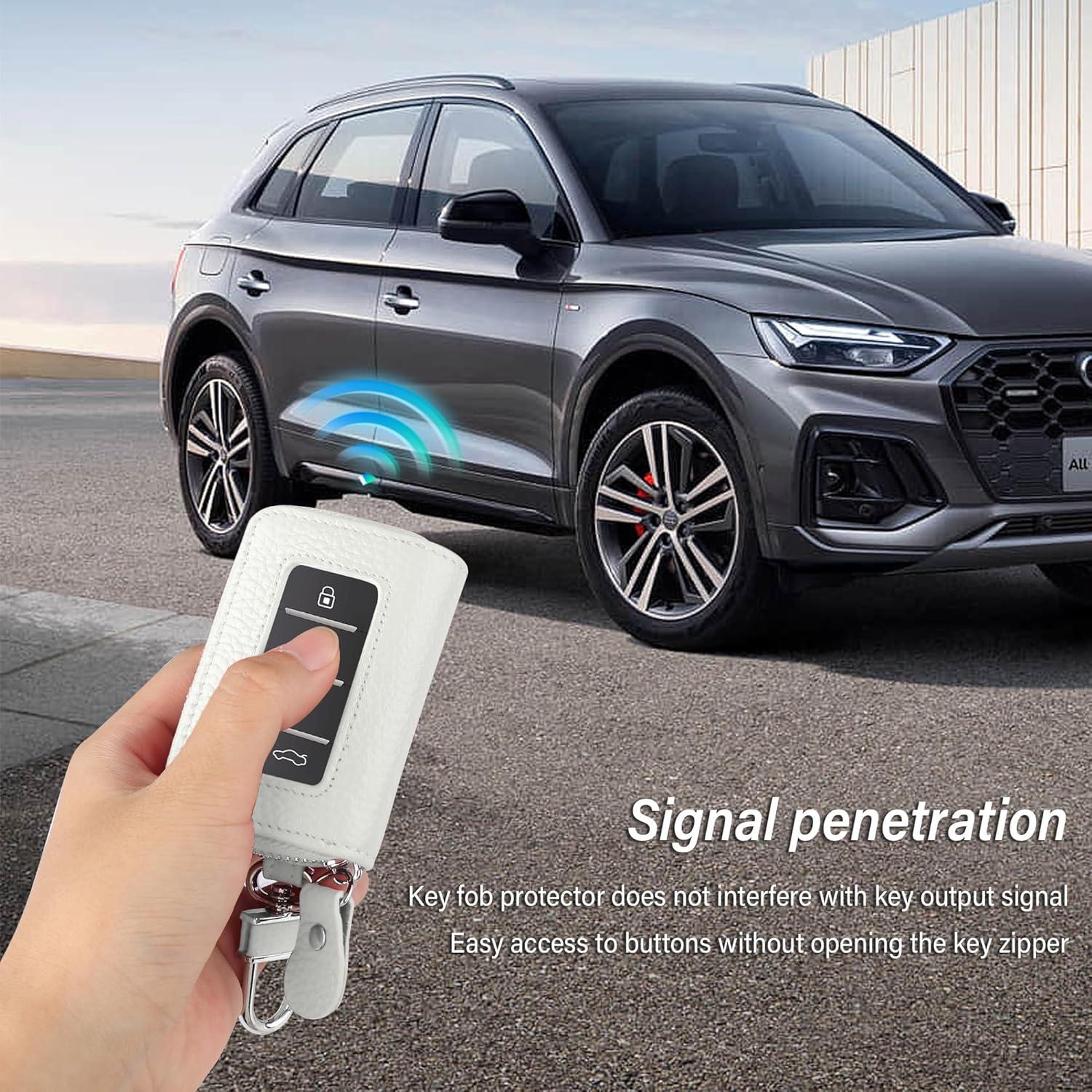 Funda de Llave de Auto SSNNUU Minimalista Cuero Blanco 8.97cm